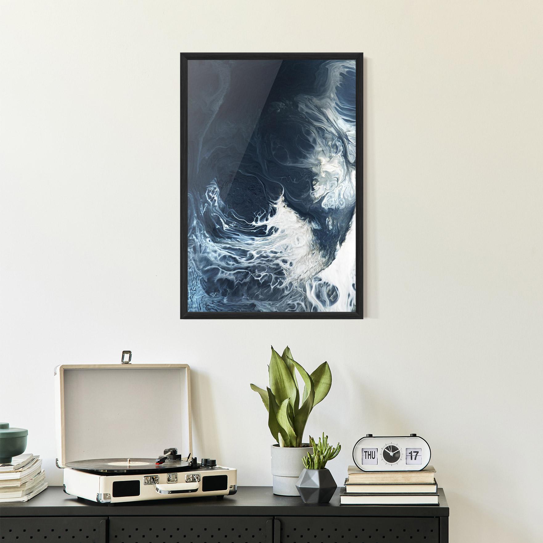 Gerahmte Poster Dark Blue Wave mockup 2