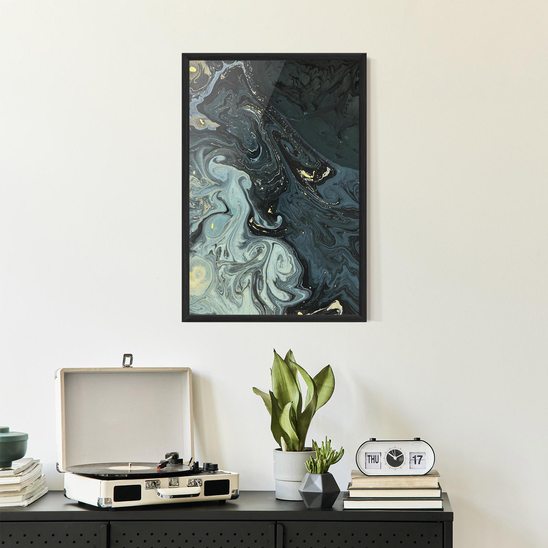 Gerahmte Poster Dark Green Painting mockup 2