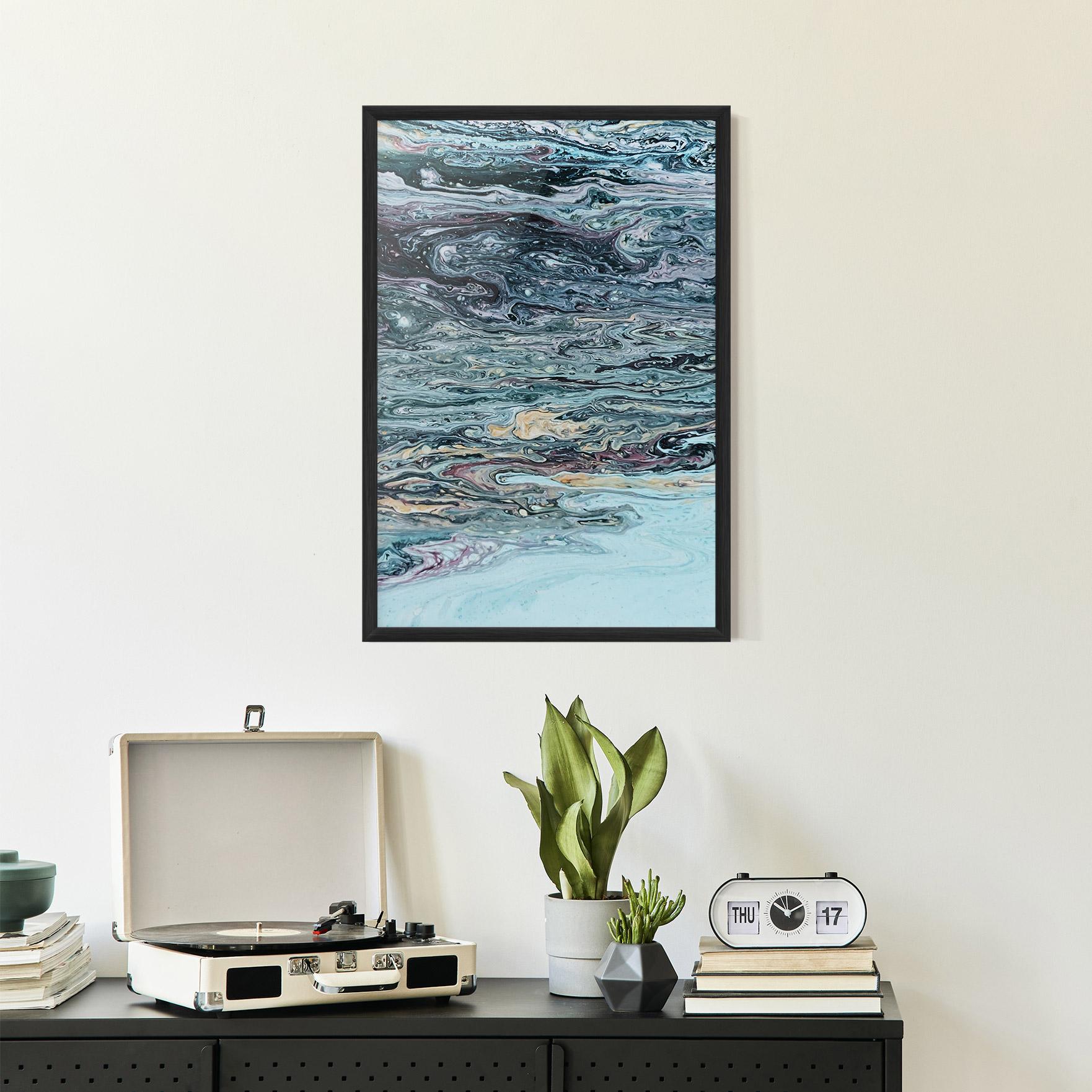 Gerahmte Poster Light Blue Abstract mockup 2