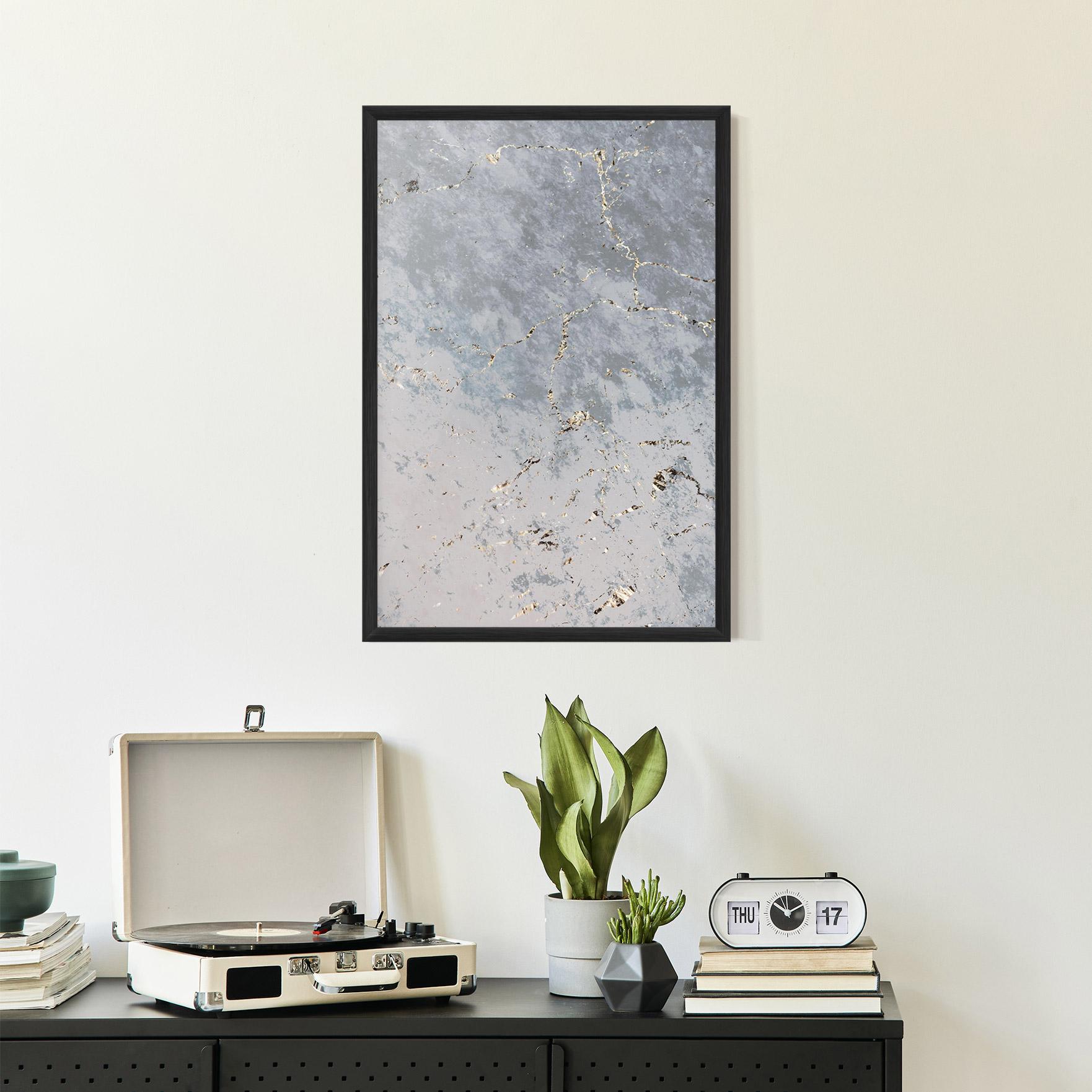 Gerahmte Poster Light Blue Golden Lines mockup 2