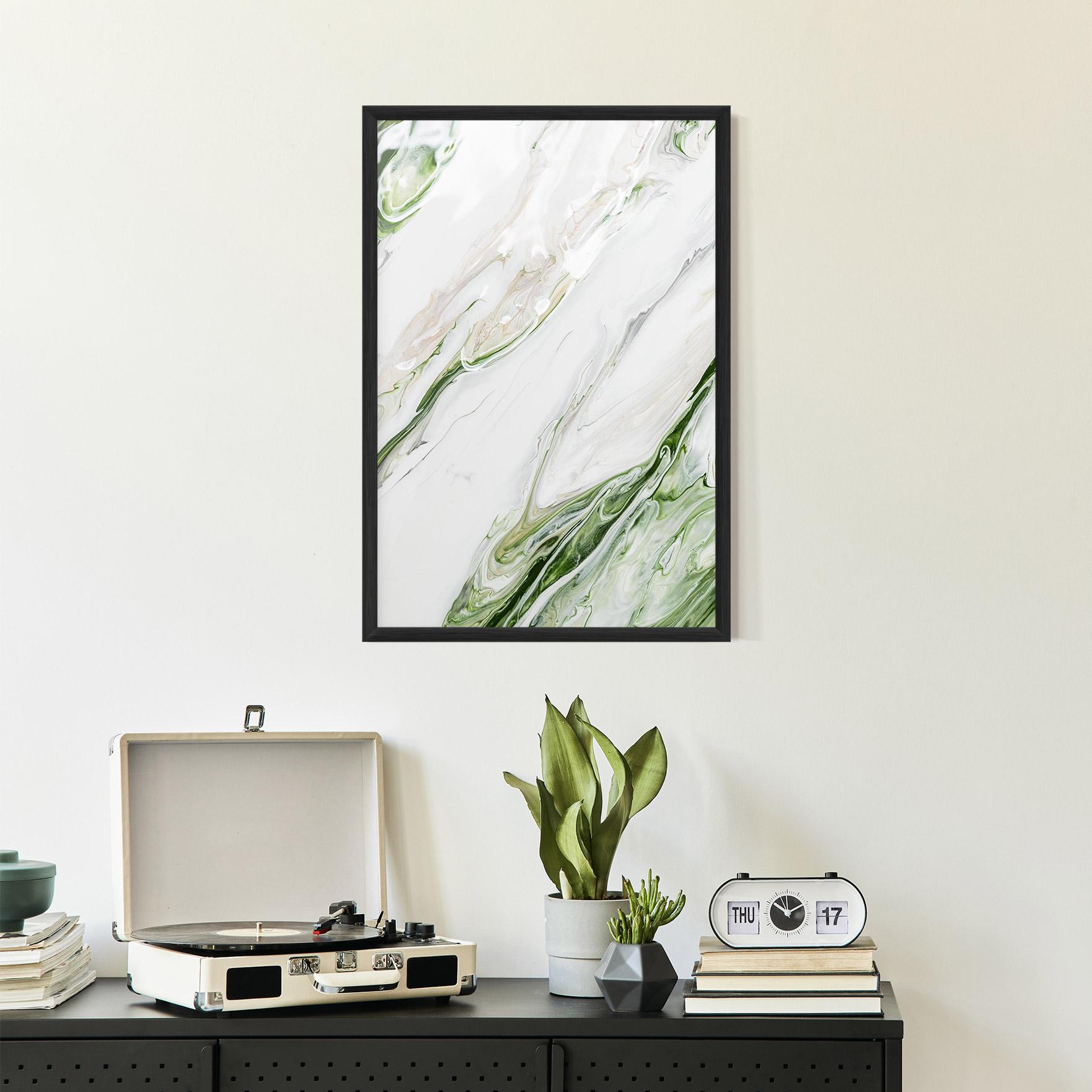 Gerahmte Poster Light Green Liquid mockup 2
