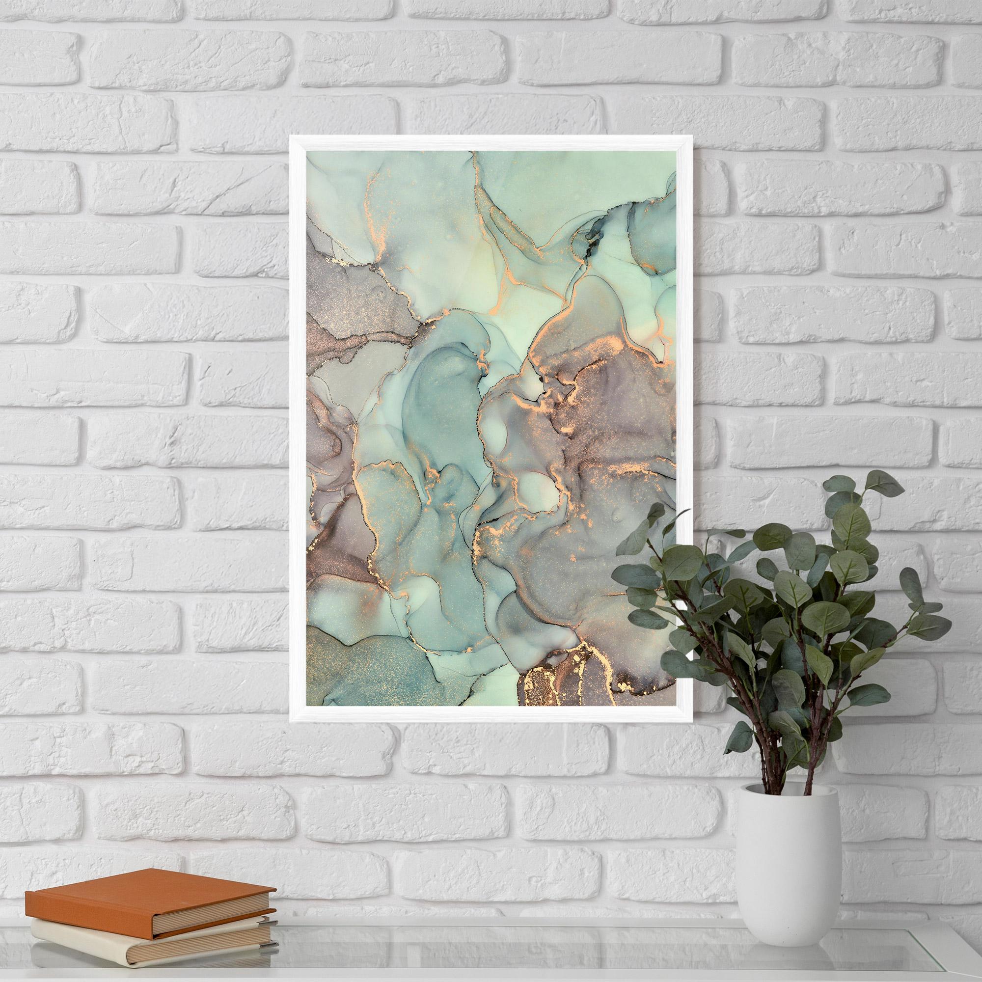 Gerahmte Poster Abstract Turquoise Marble mockup 5