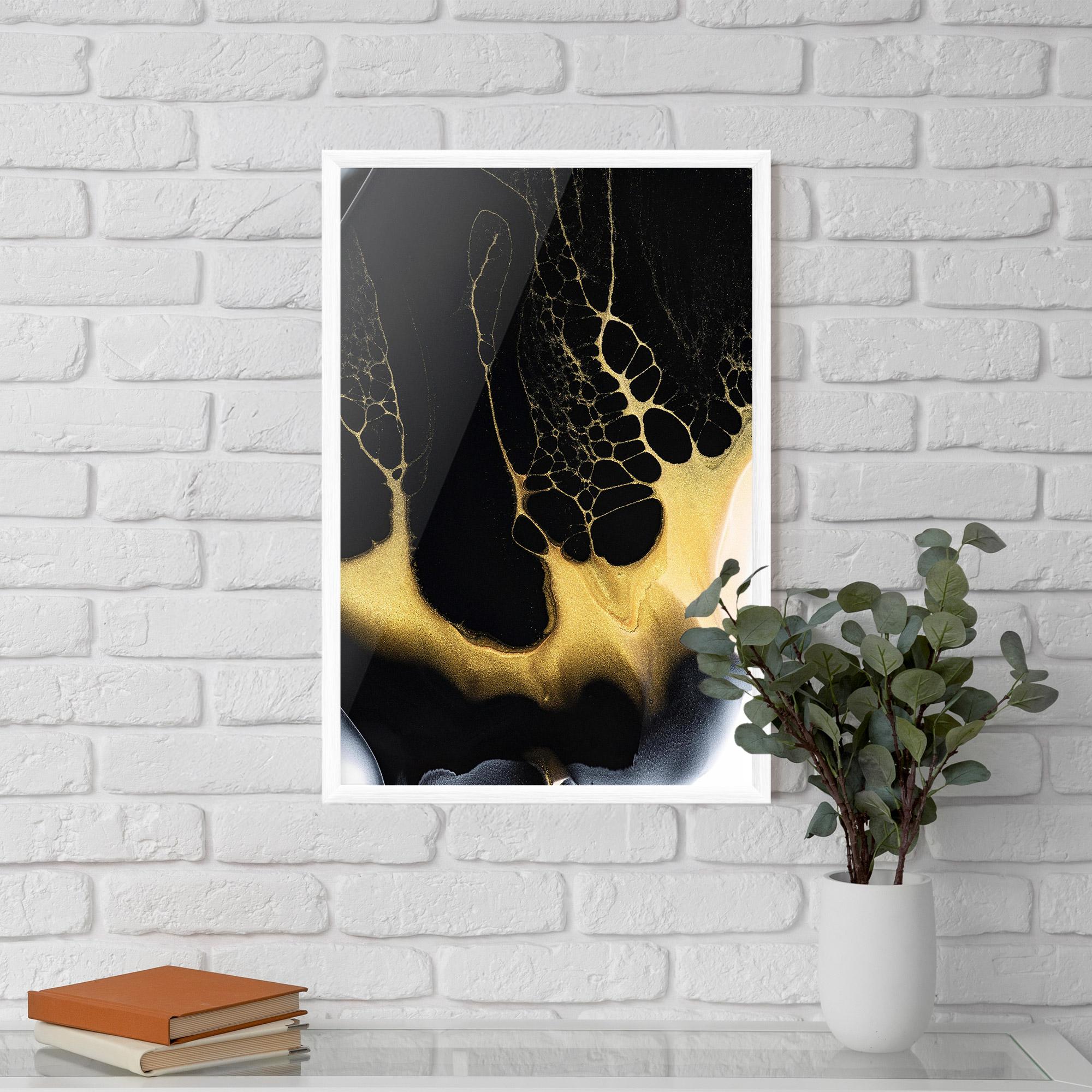 Gerahmte Poster Black Golden Marble mockup 5