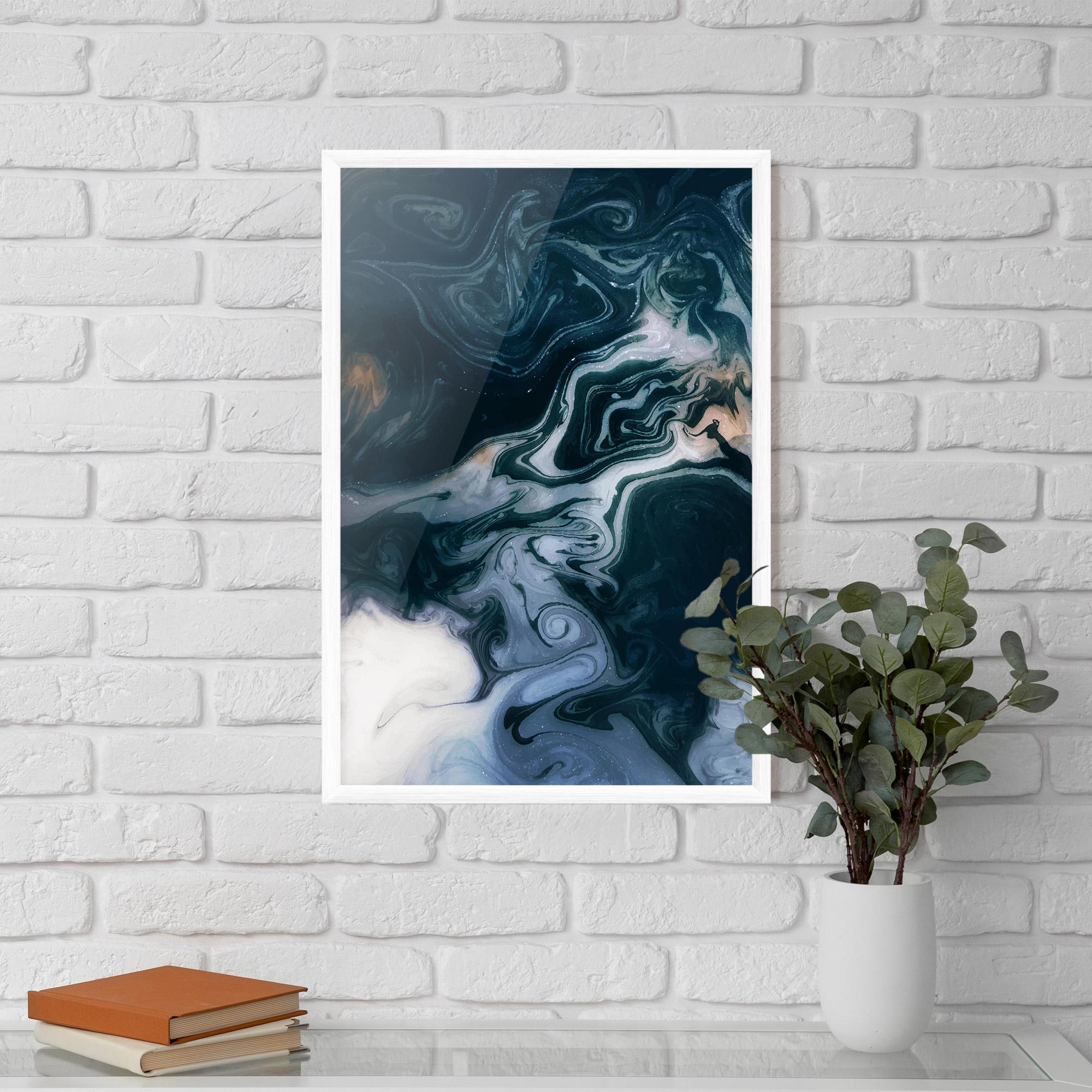 Gerahmte Poster Dark Blue With White mockup 5