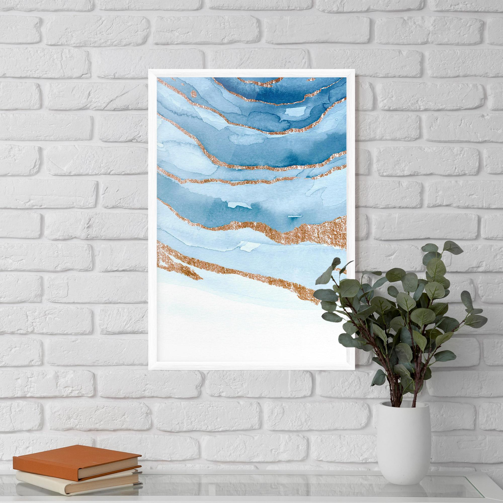 Gerahmte Poster Golden Glitter Blue mockup 5