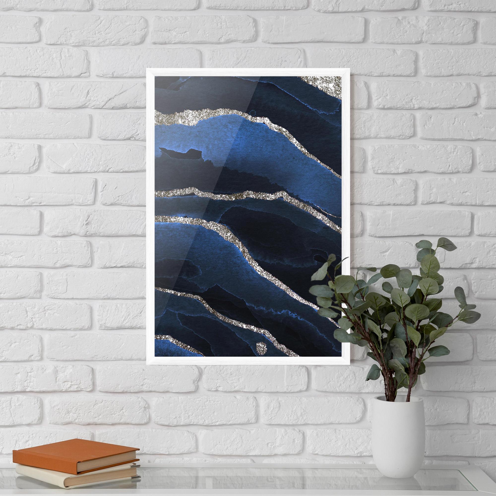 Gerahmte Poster Golden Lines With Blue mockup 5