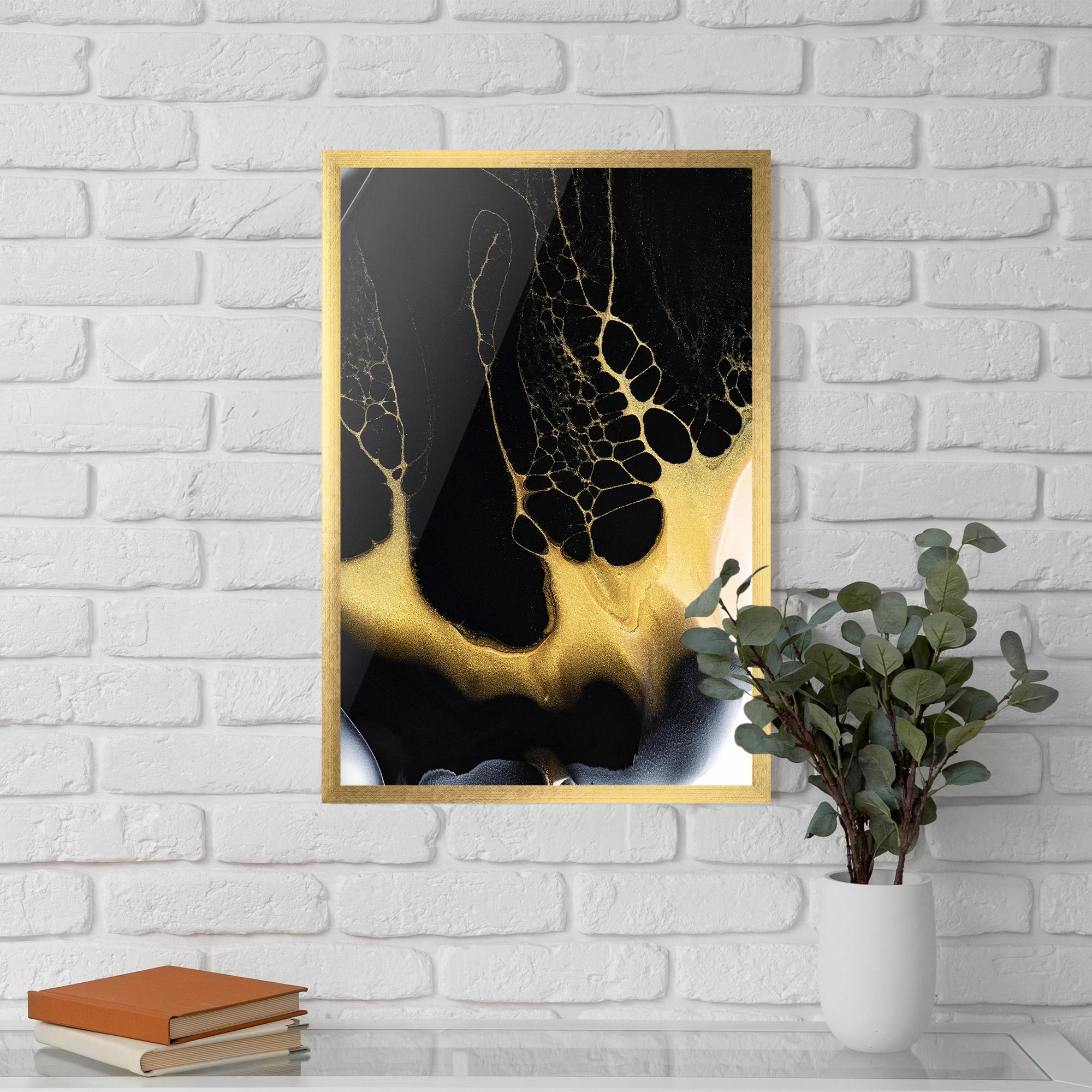 Gerahmte Poster Black Golden Marble mockup 5