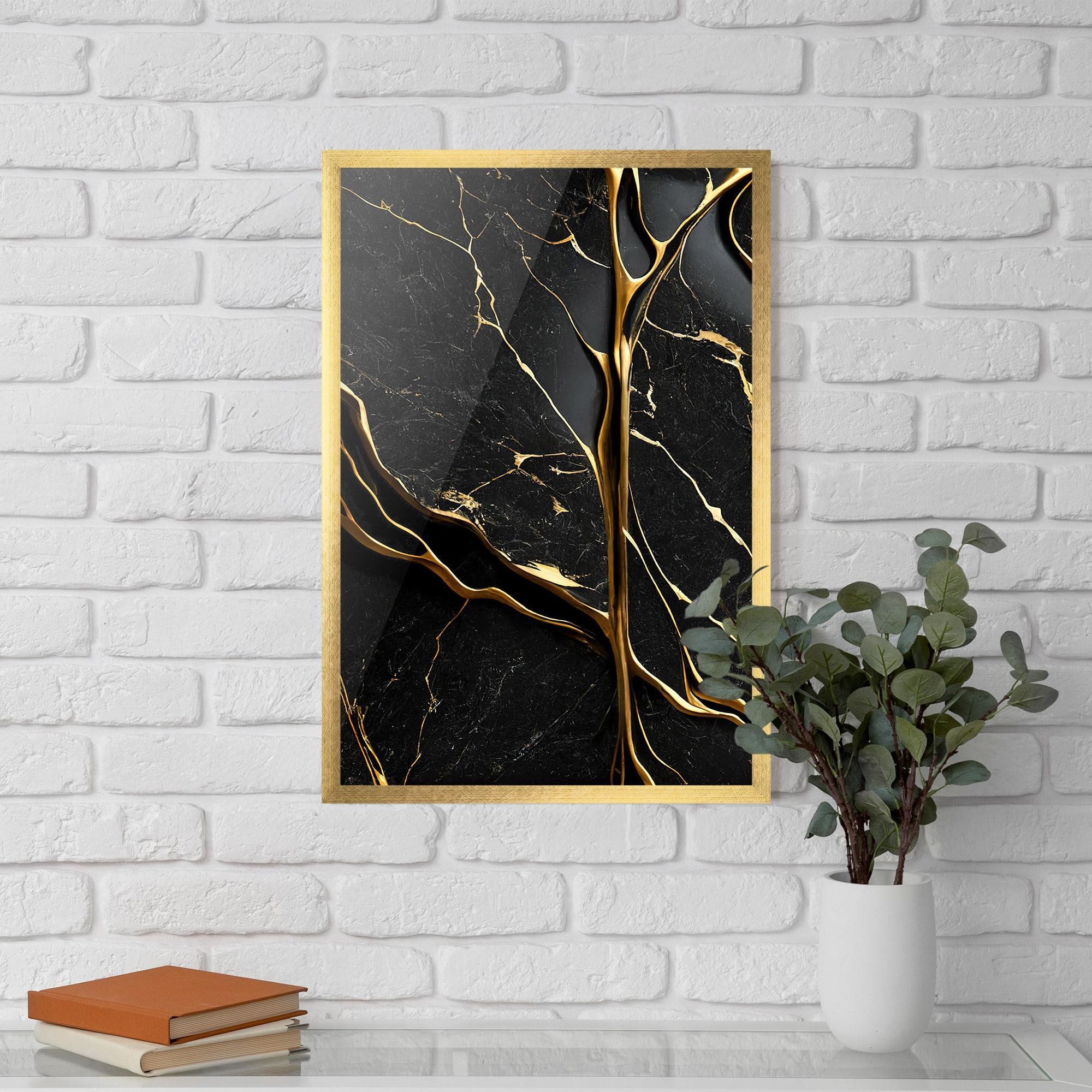 Gerahmte Poster Black Square Marble mockup 5