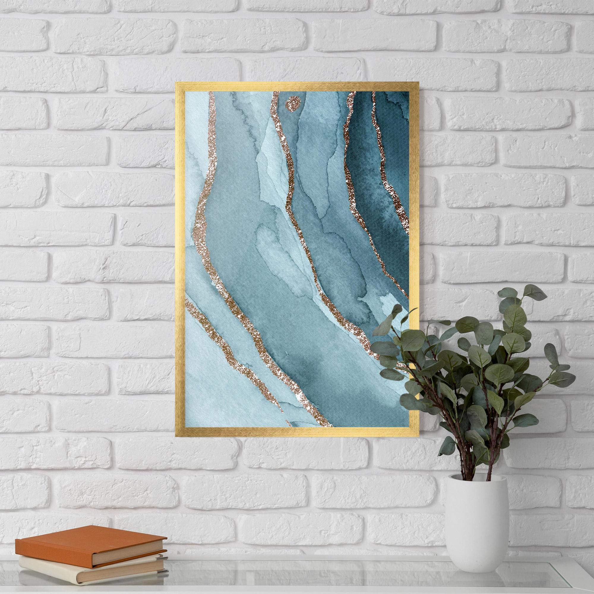 Gerahmte Poster Blue Golden Glitter mockup 5