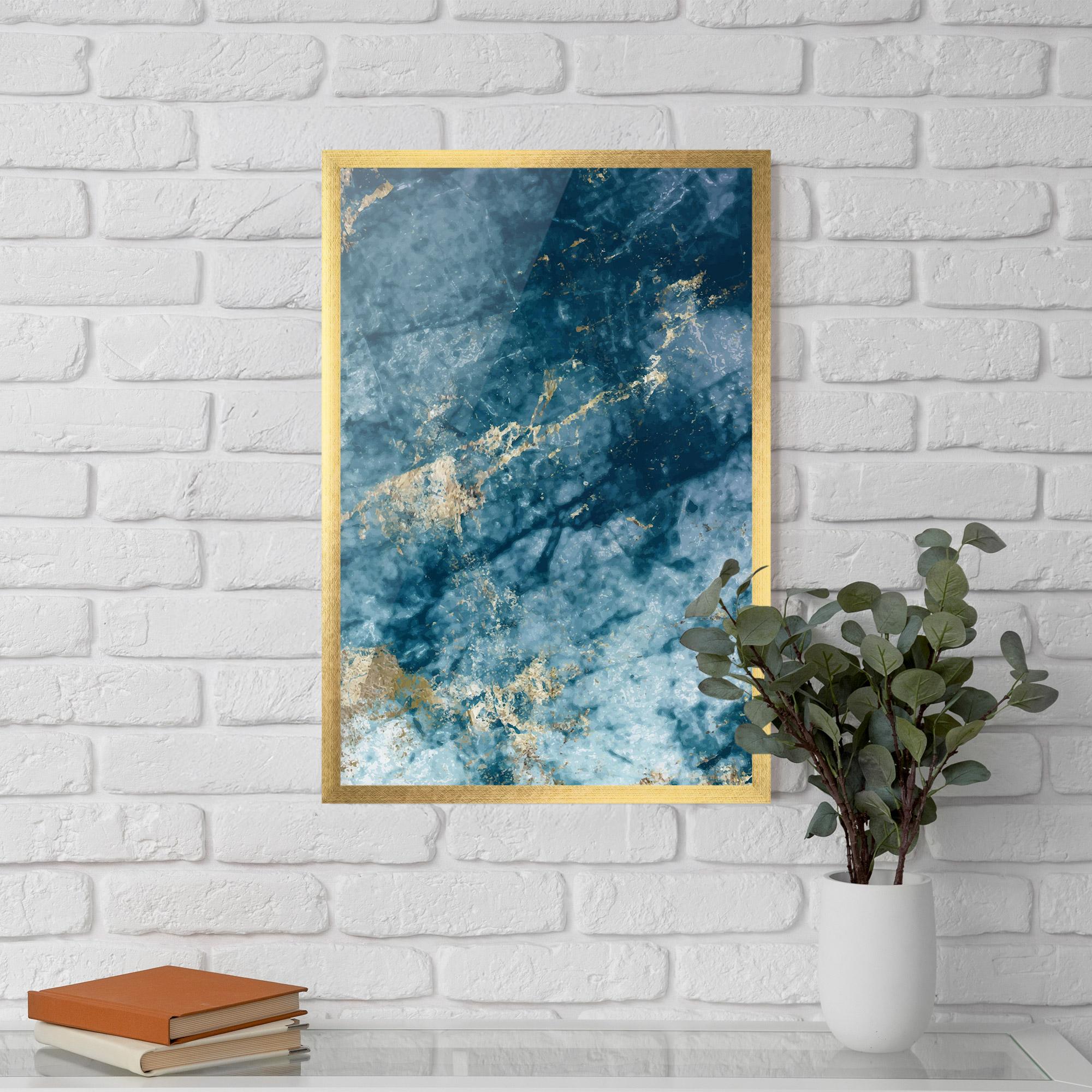 Gerahmte Poster Blue Water Marble mockup 5
