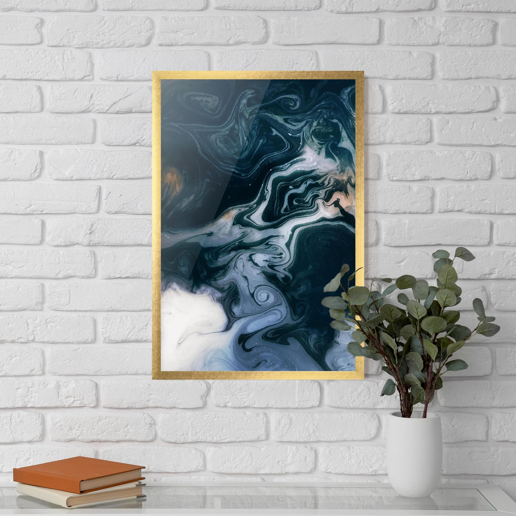 Gerahmte Poster Dark Blue With White mockup 5