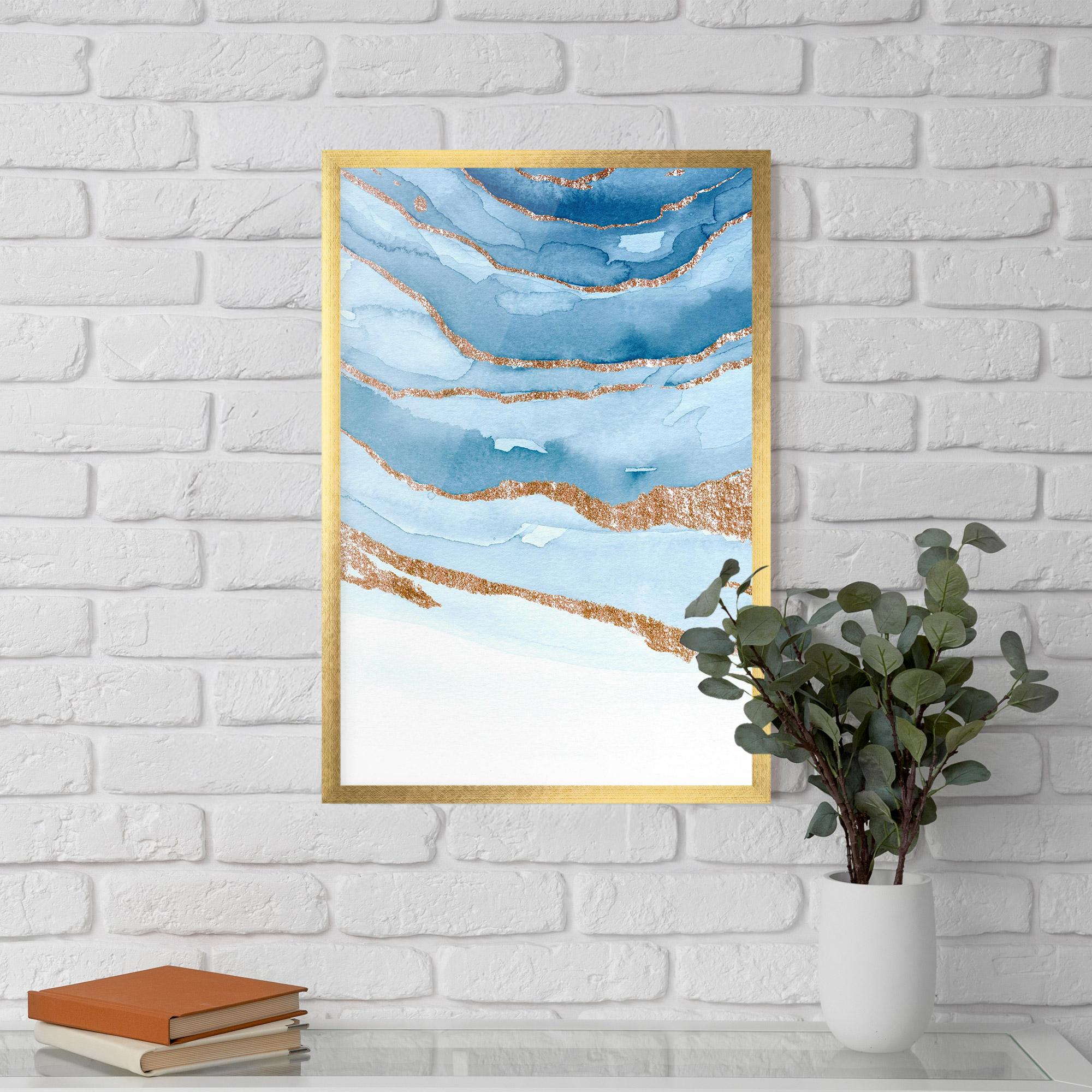 Gerahmte Poster Golden Glitter Blue mockup 5