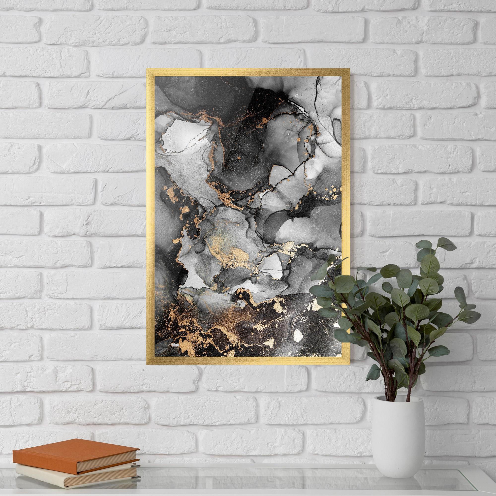 Gerahmte Poster Grey Gold Marble mockup 5