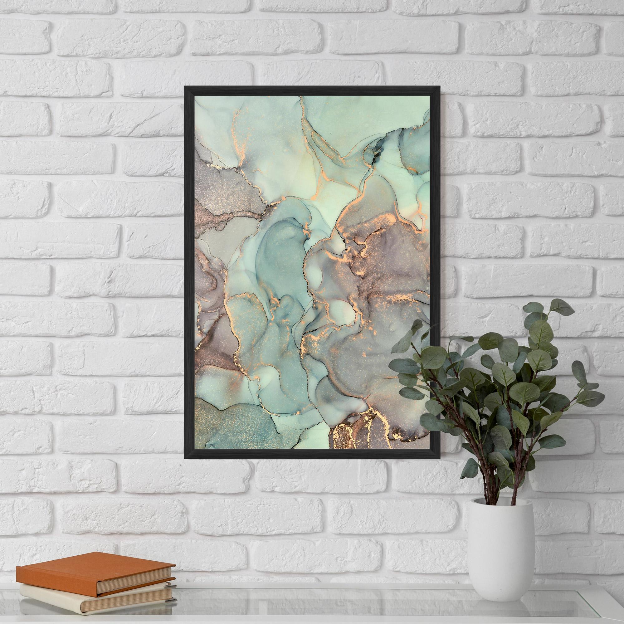 Gerahmte Poster Abstract Turquoise Marble mockup 5
