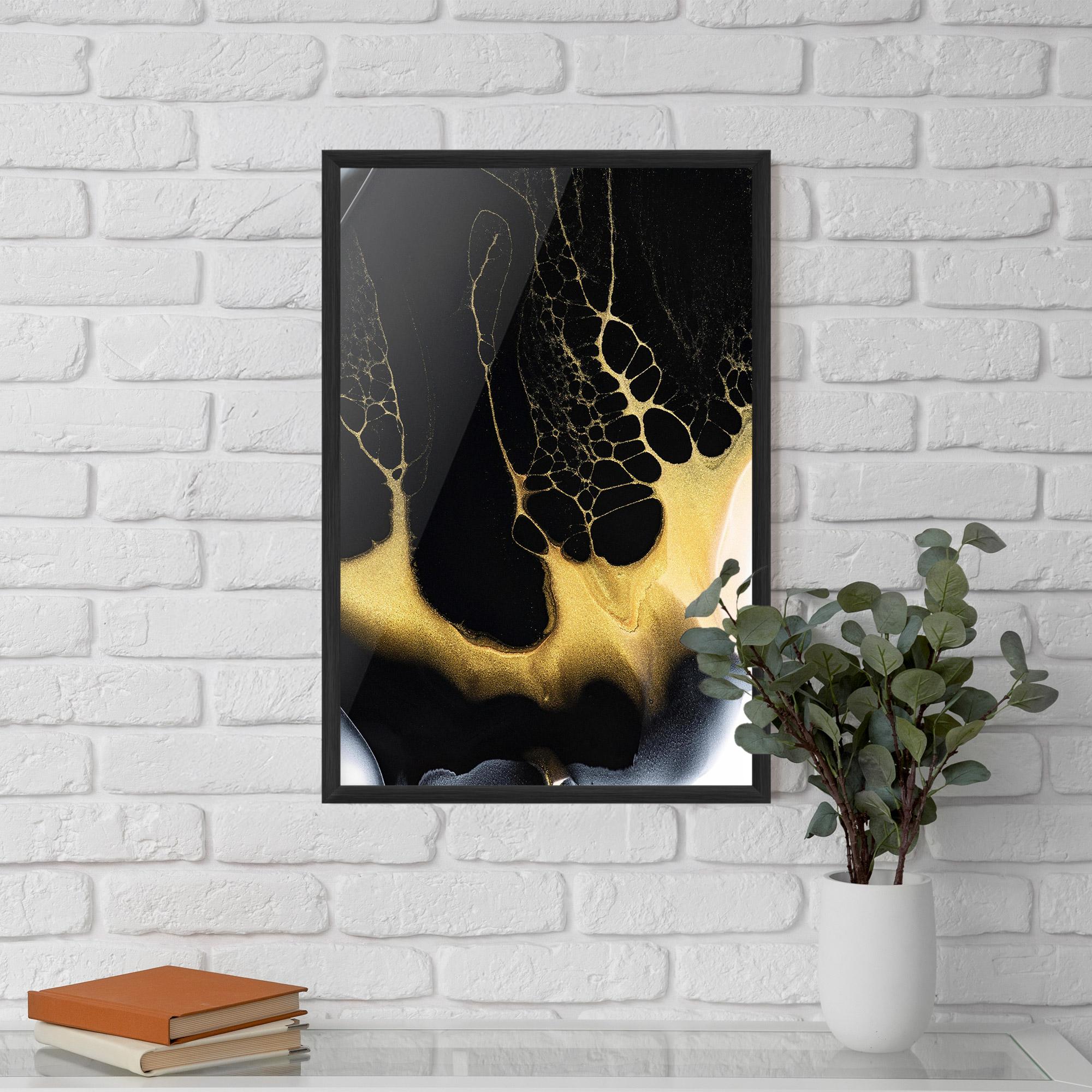 Gerahmte Poster Black Golden Marble mockup 5