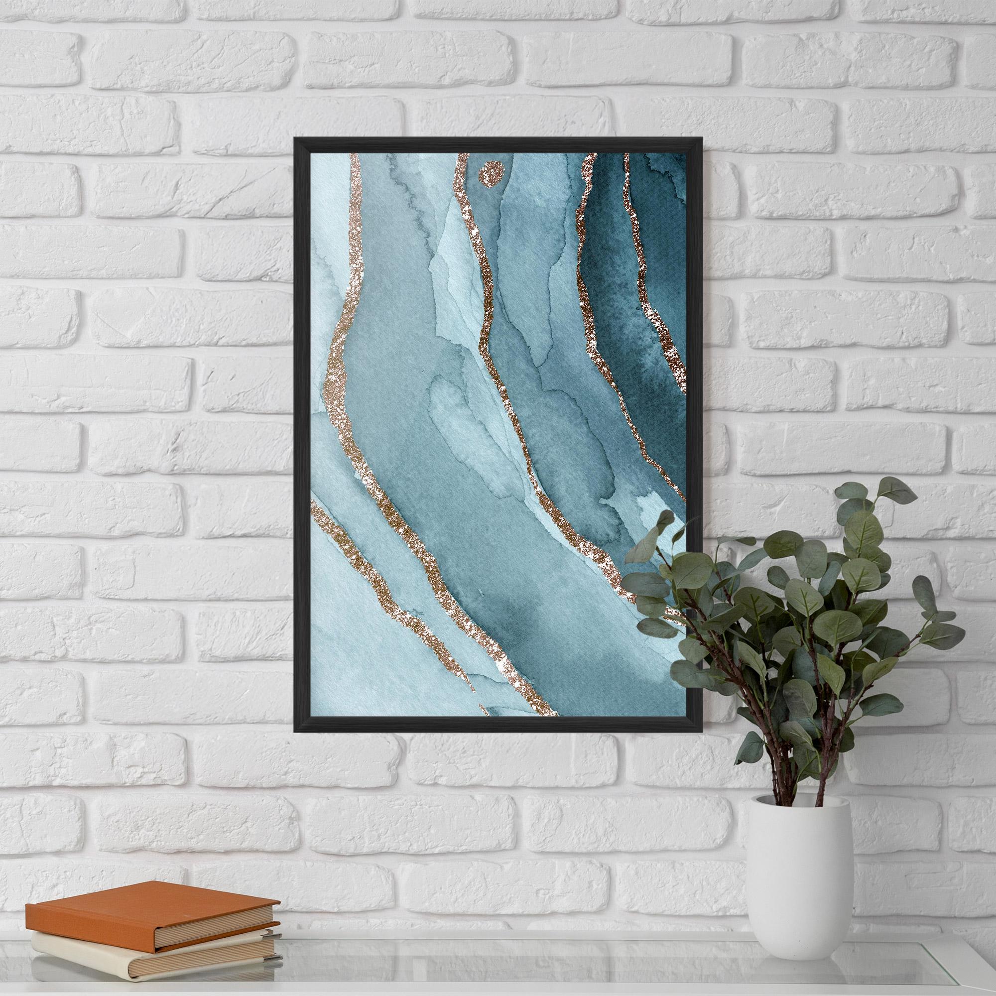 Gerahmte Poster Blue Golden Glitter mockup 5