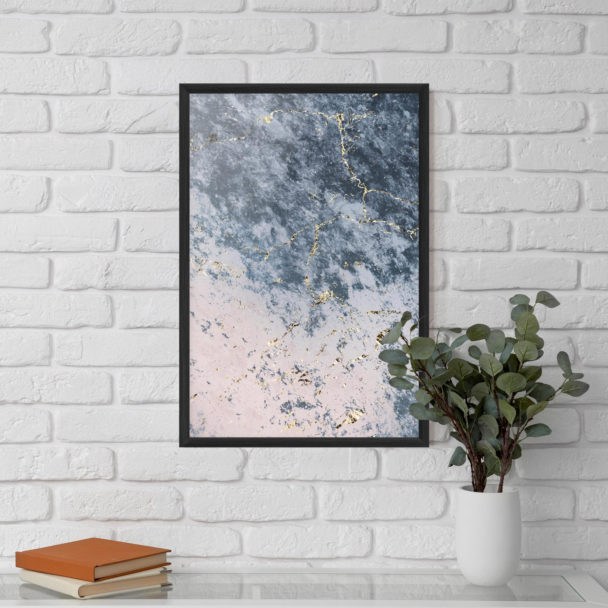 Gerahmte Poster Blue Golden Lines mockup 5