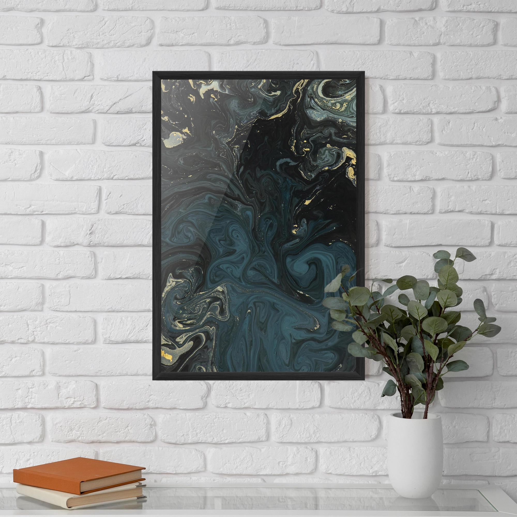 Gerahmte Poster Dark Blue Marble mockup 5