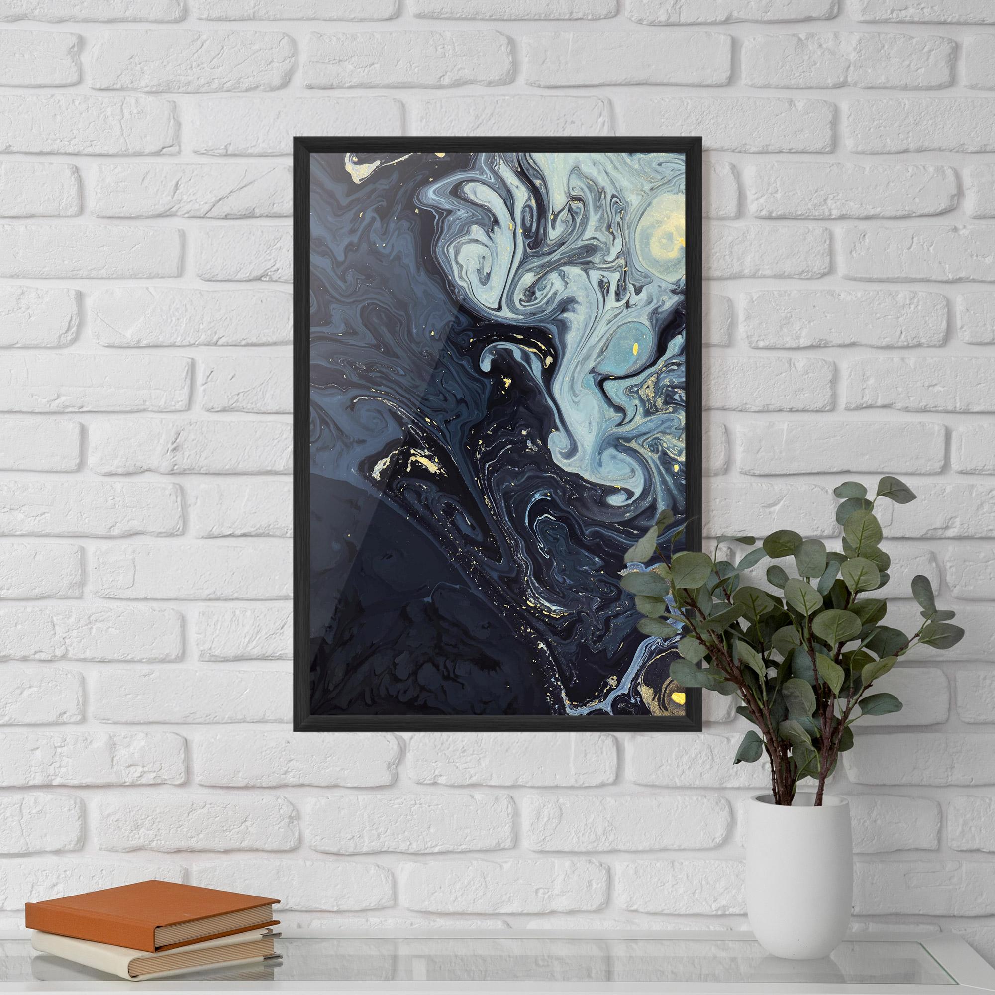 Gerahmte Poster Dark Blue Painting mockup 5