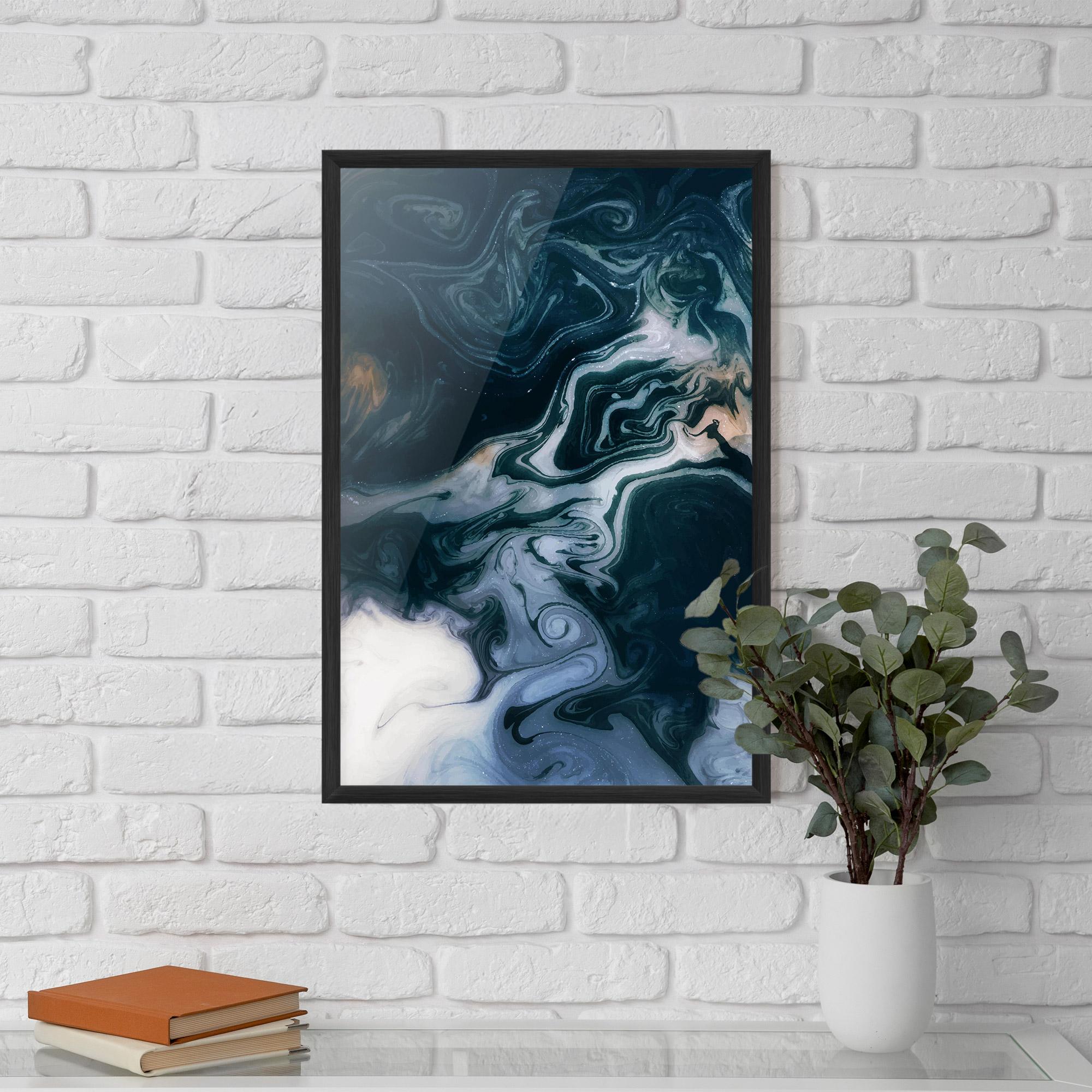 Gerahmte Poster Dark Blue With White mockup 5