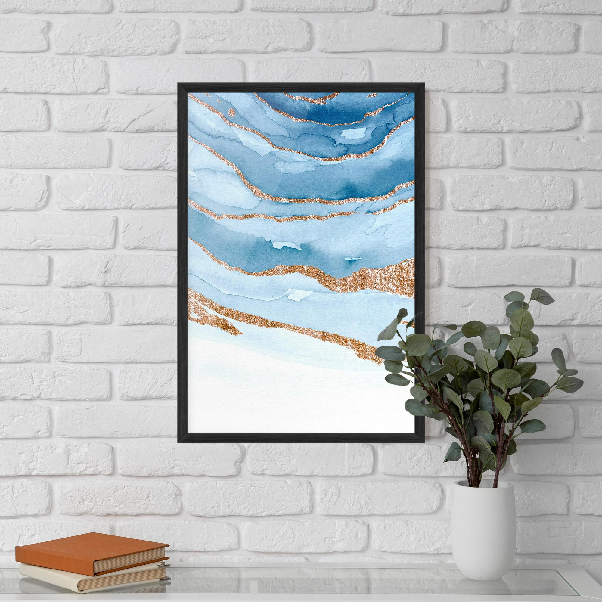 Gerahmte Poster Golden Glitter Blue mockup 5