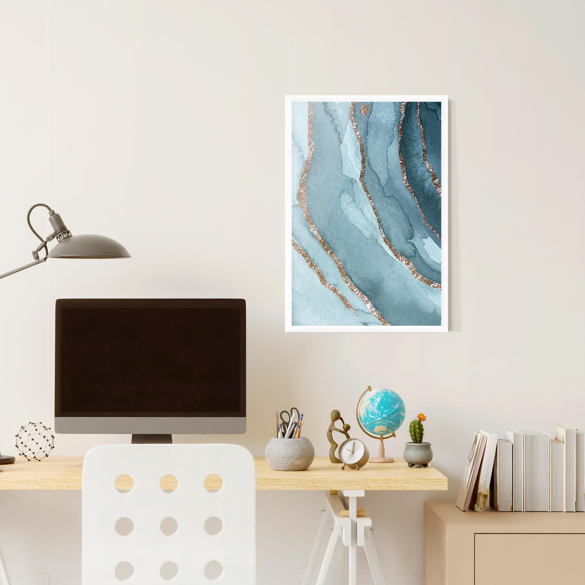 Gerahmte Poster Blue Golden Glitter mockup 6