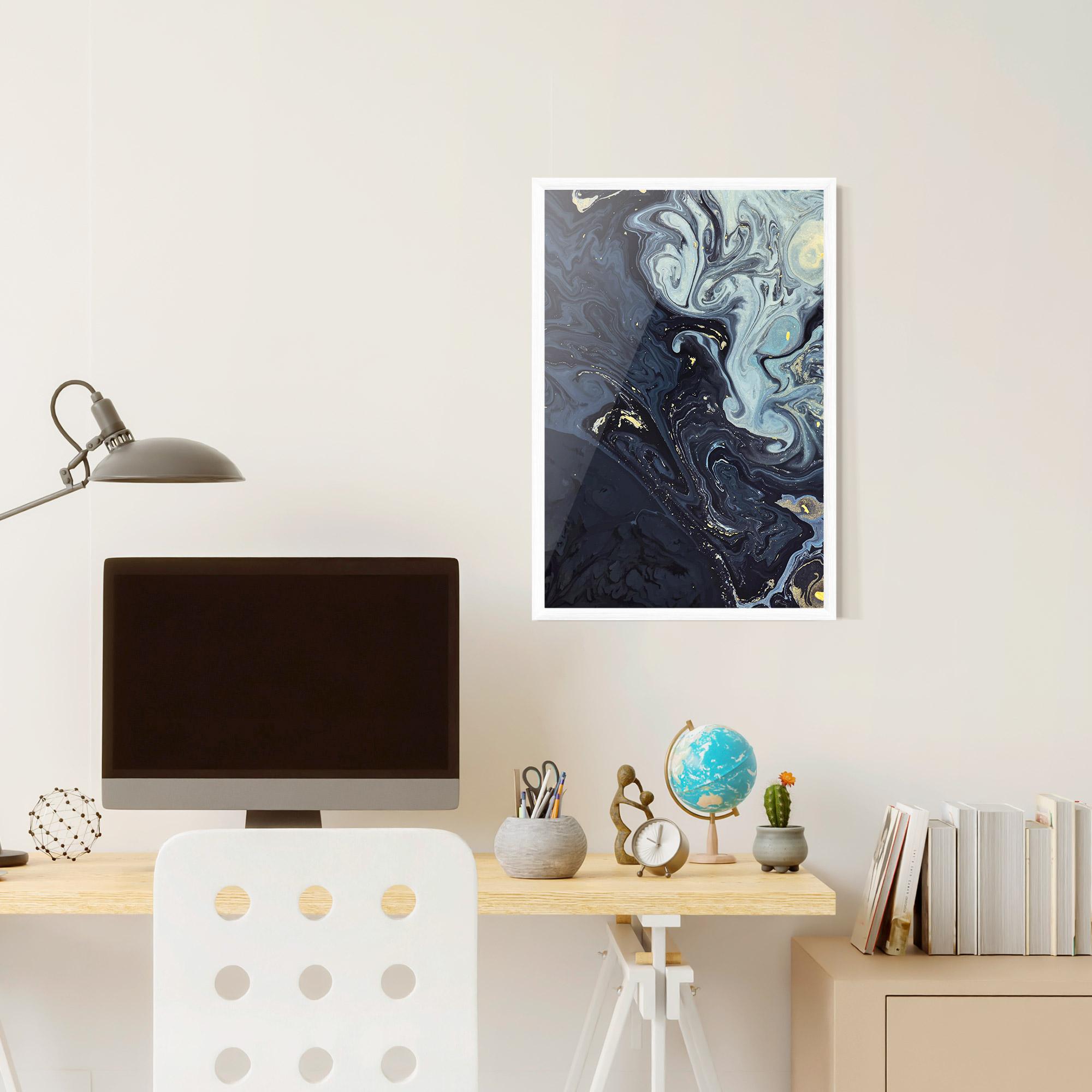Gerahmte Poster Dark Blue Painting mockup 6