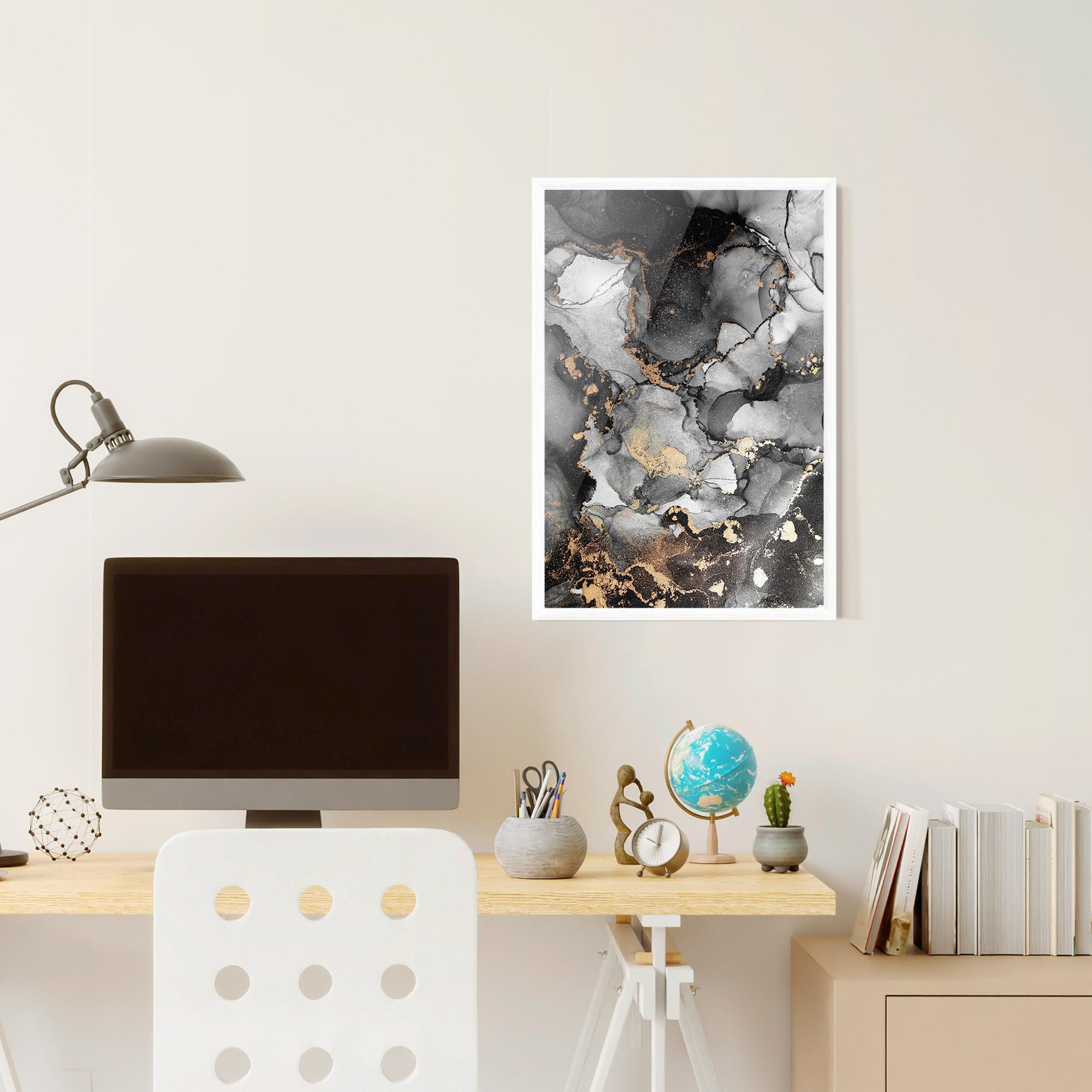 Gerahmte Poster Grey Gold Marble mockup 6