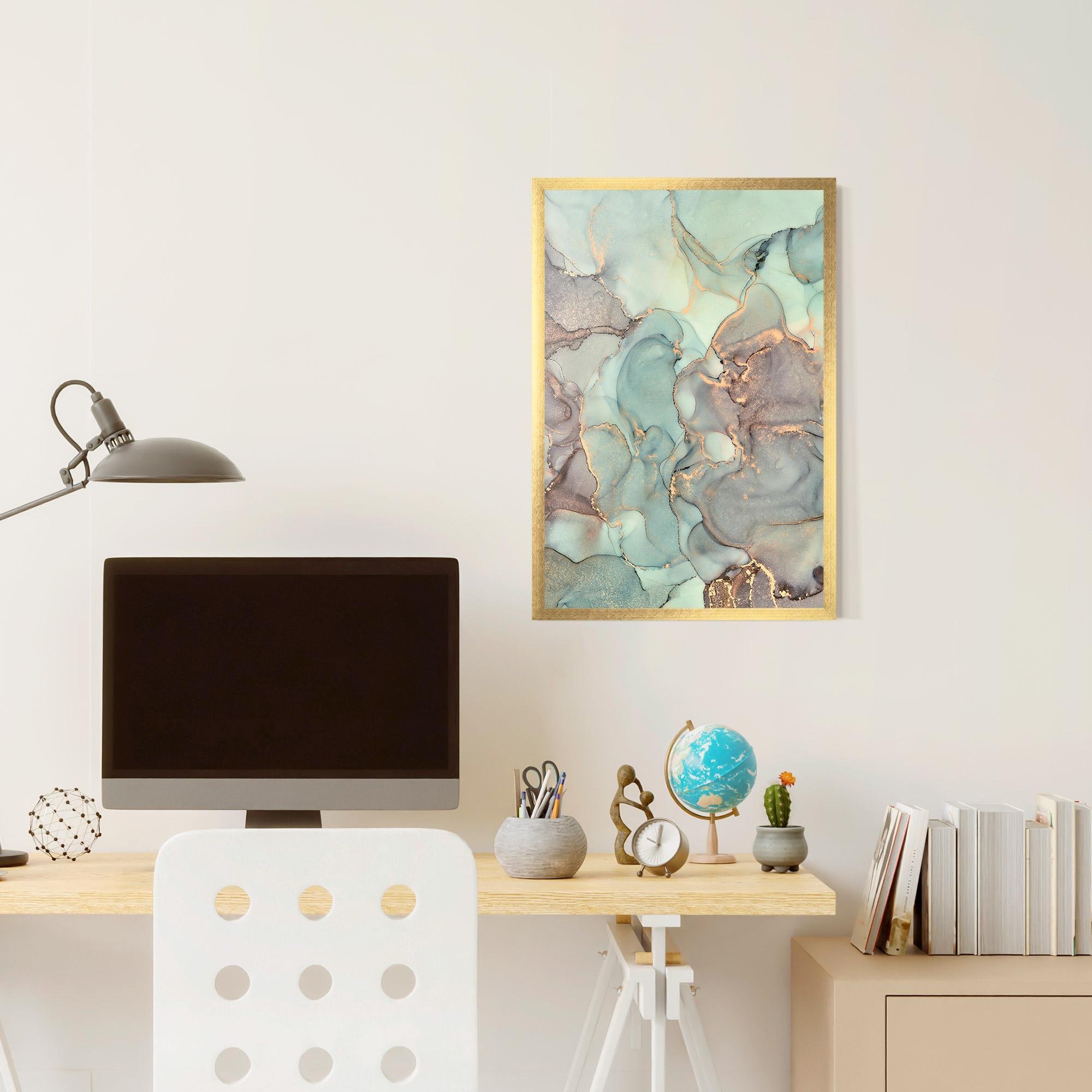 Gerahmte Poster Abstract Turquoise Marble mockup 6