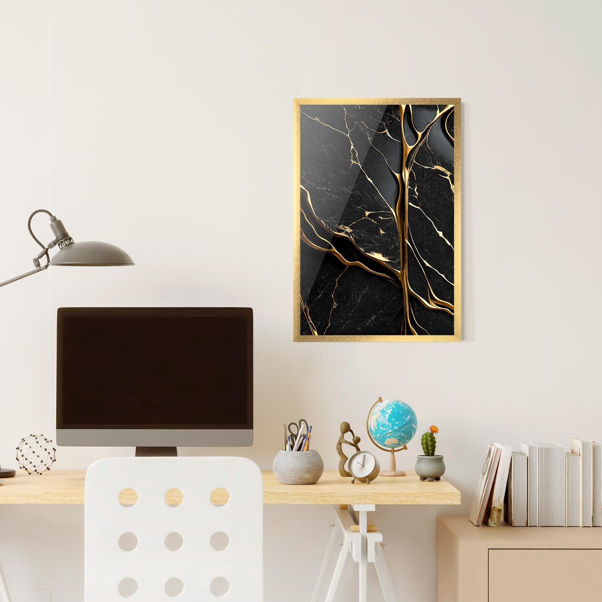 Gerahmte Poster Black Square Marble mockup 6