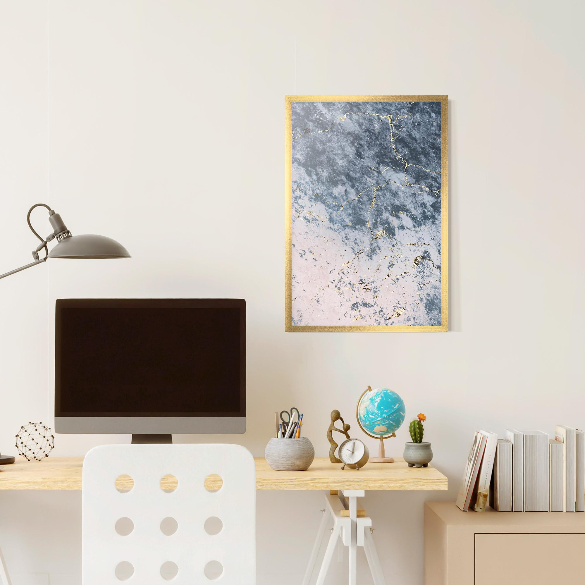 Gerahmte Poster Blue Golden Lines mockup 6