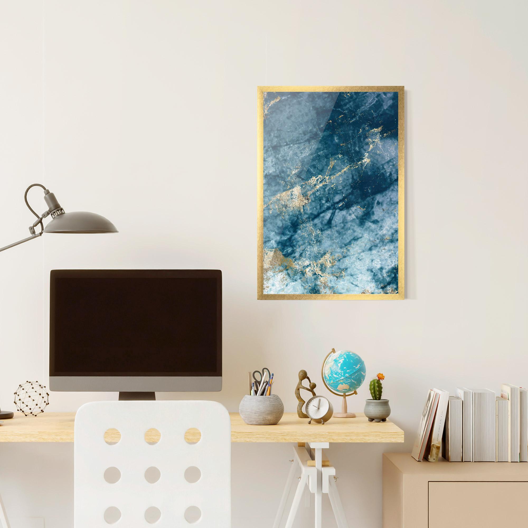 Gerahmte Poster Blue Water Marble mockup 6