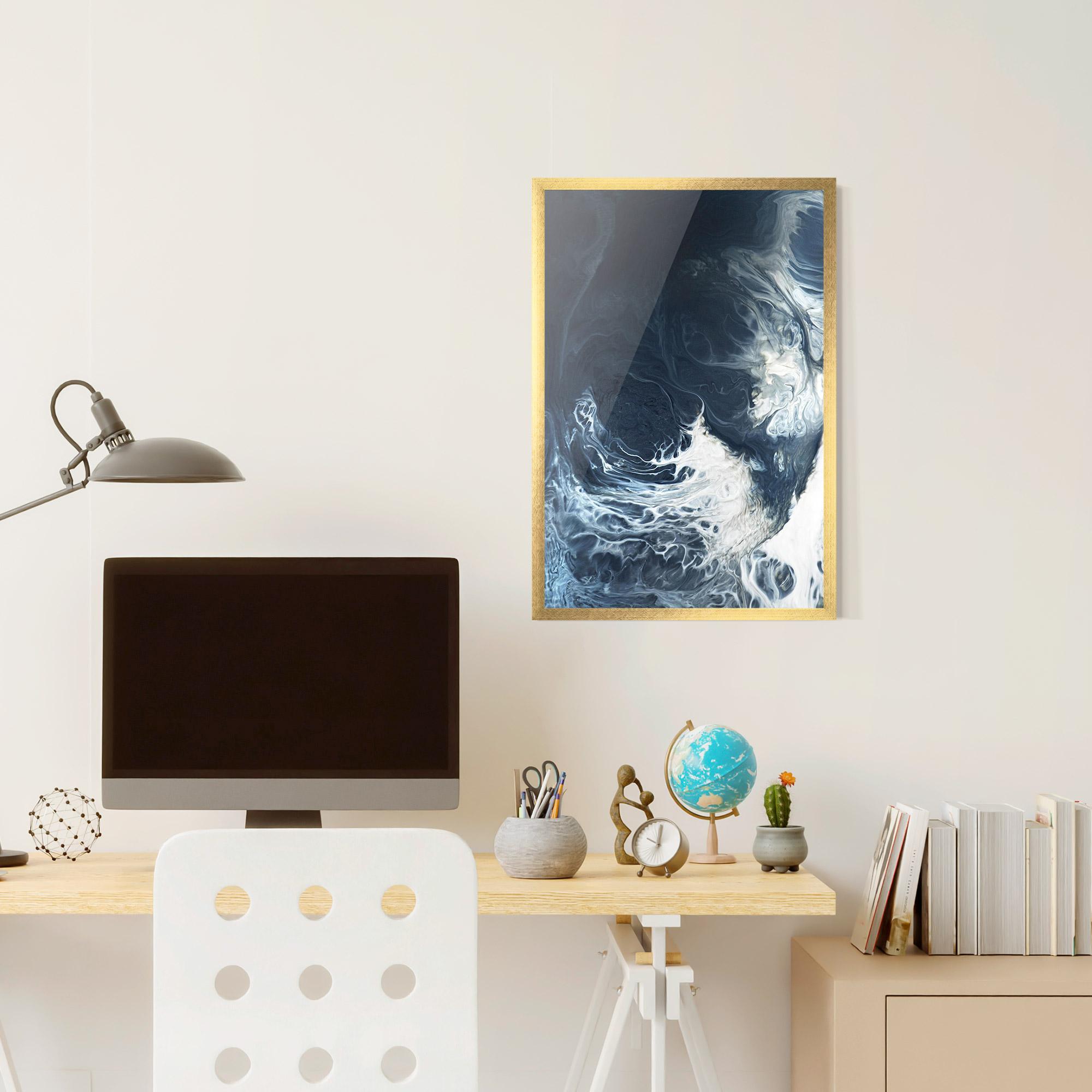 Gerahmte Poster Dark Blue Wave mockup 6