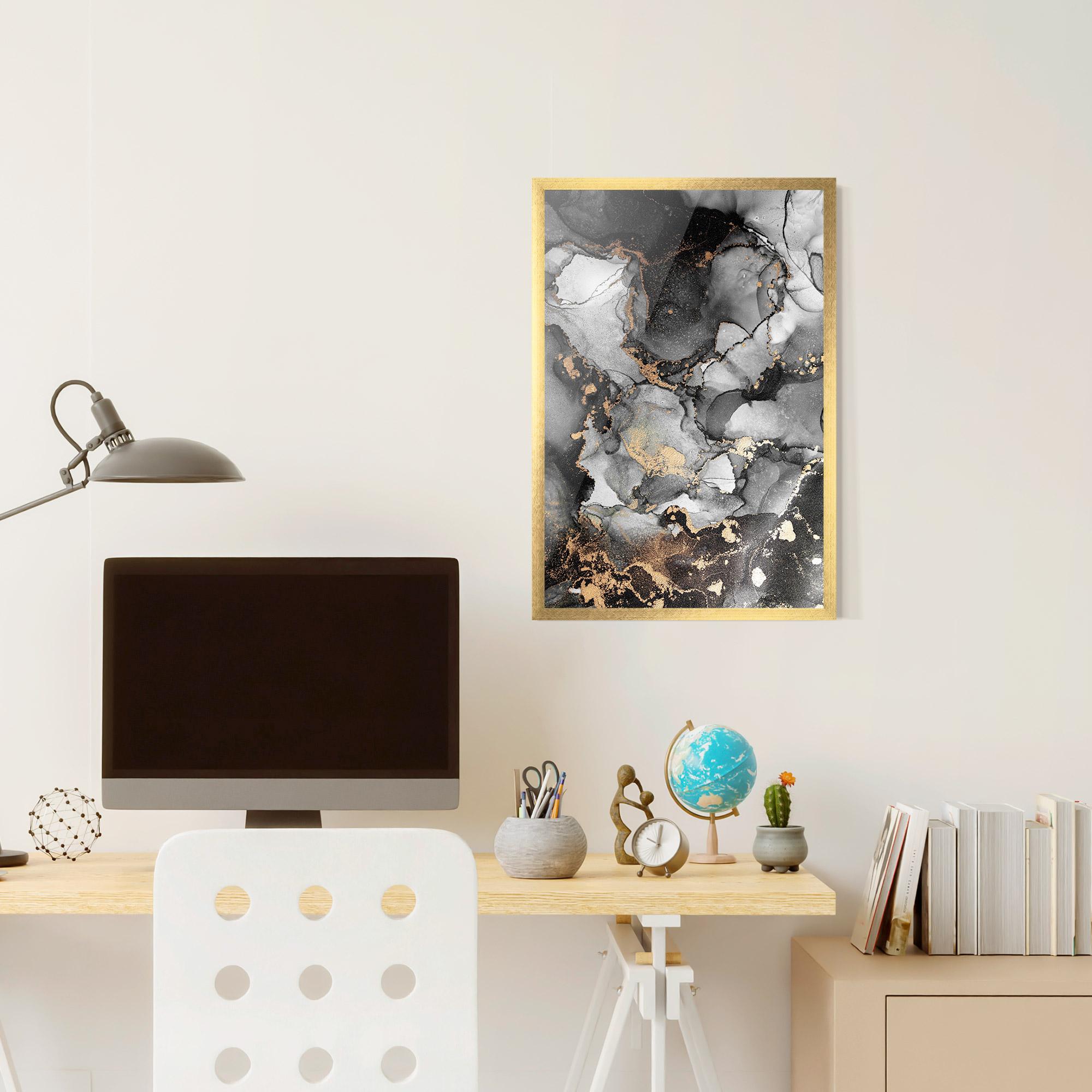 Gerahmte Poster Grey Gold Marble mockup 6
