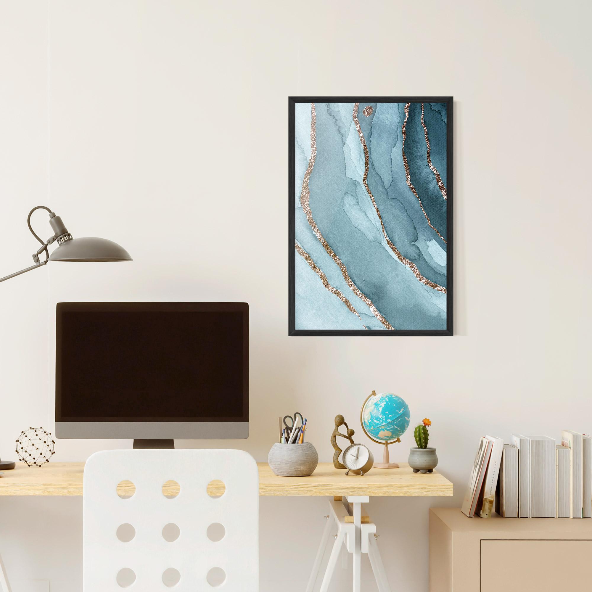 Gerahmte Poster Blue Golden Glitter mockup 6