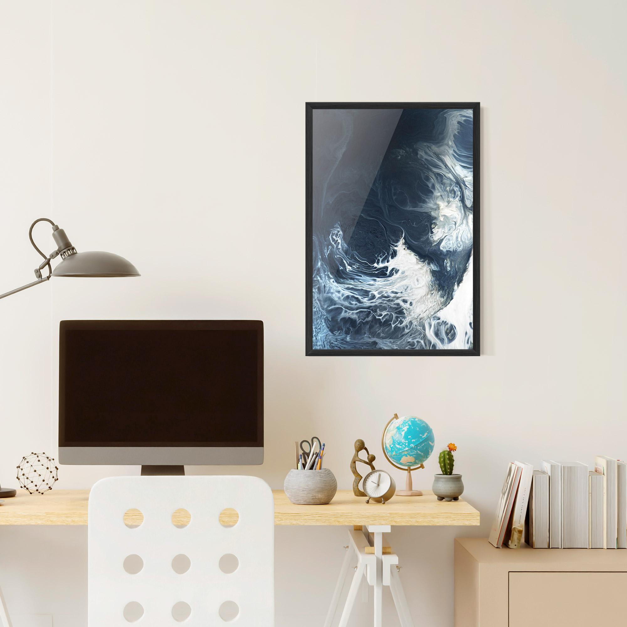 Gerahmte Poster Dark Blue Wave mockup 6