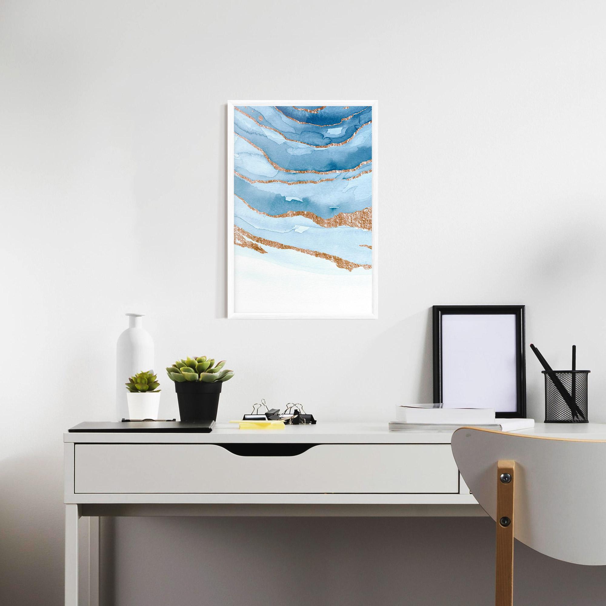 Gerahmte Poster Golden Glitter Blue mockup 7