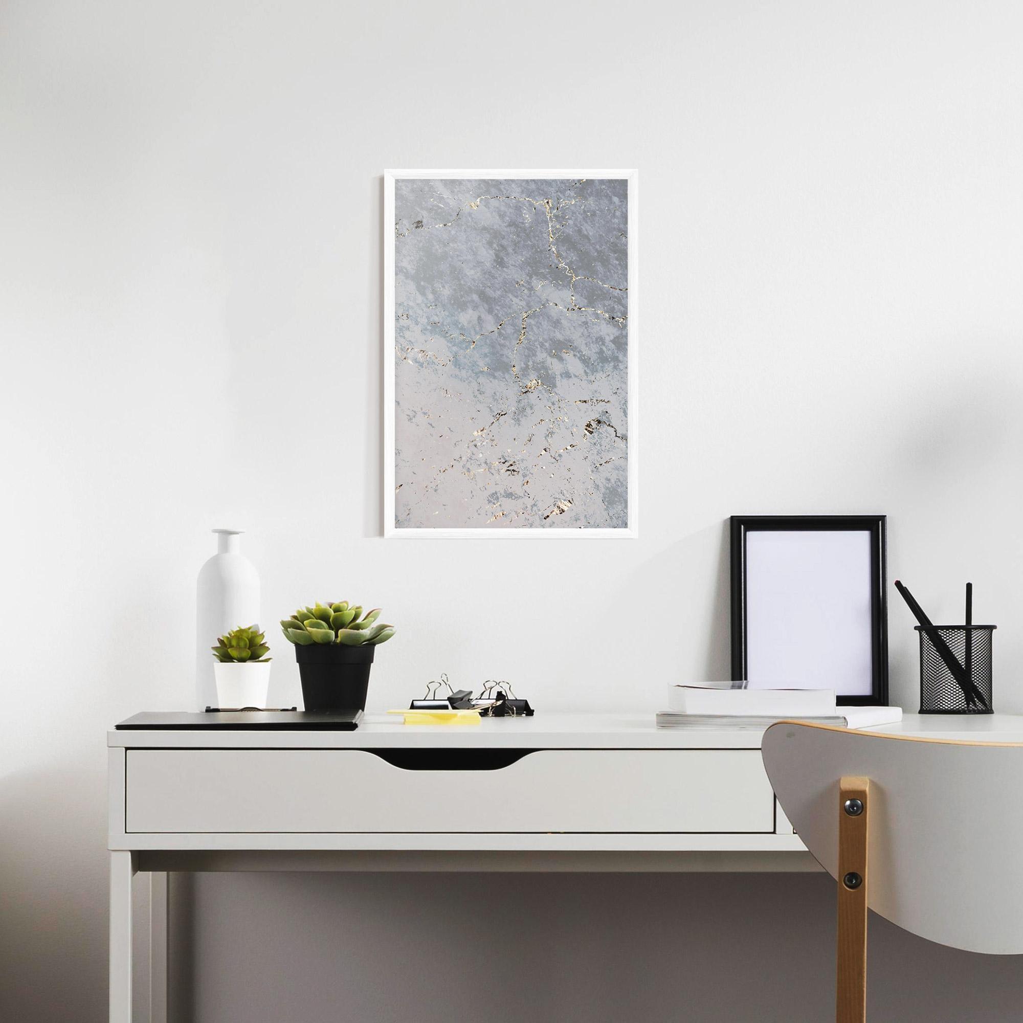 Gerahmte Poster Light Blue Golden Lines mockup 7