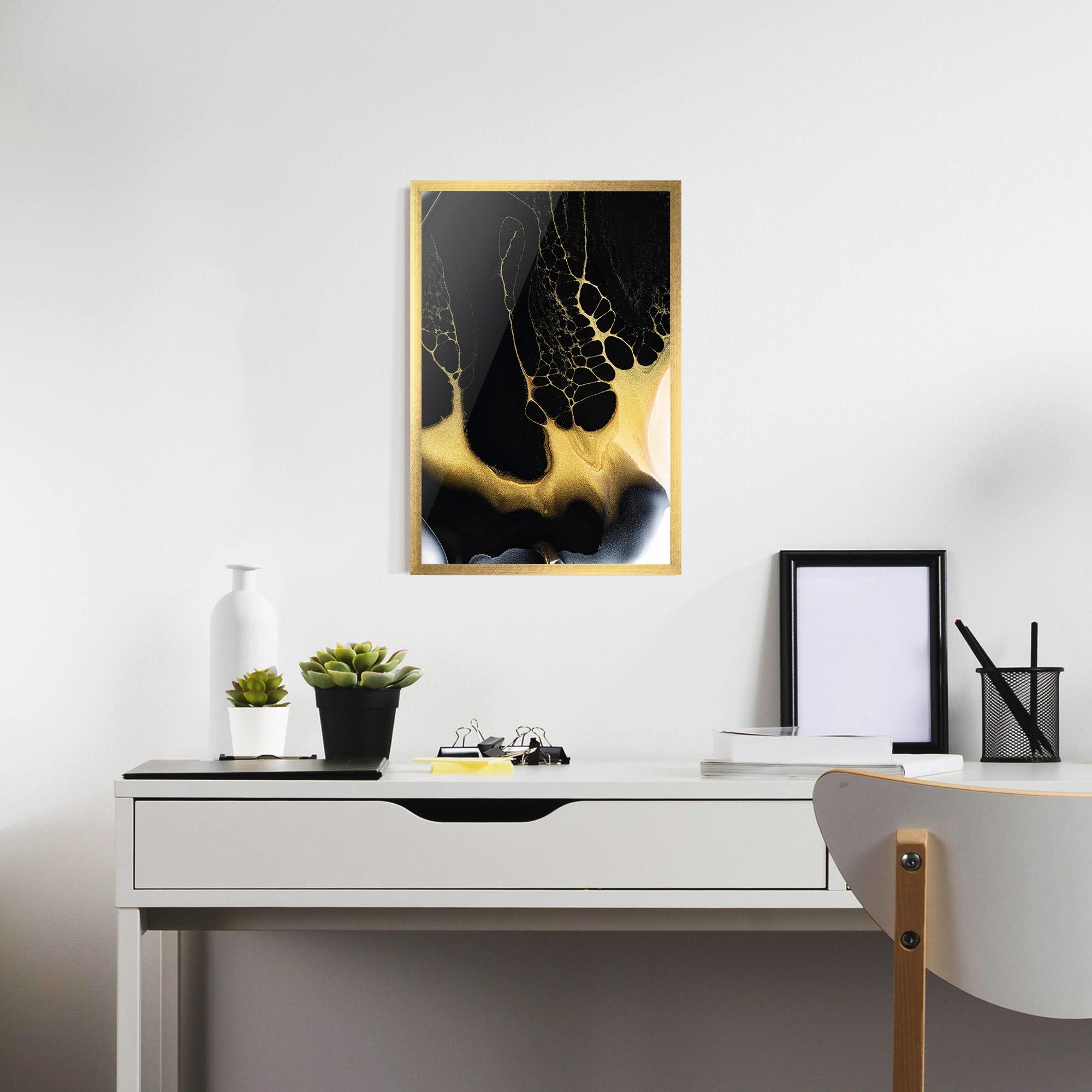 Gerahmte Poster Black Golden Marble mockup 7