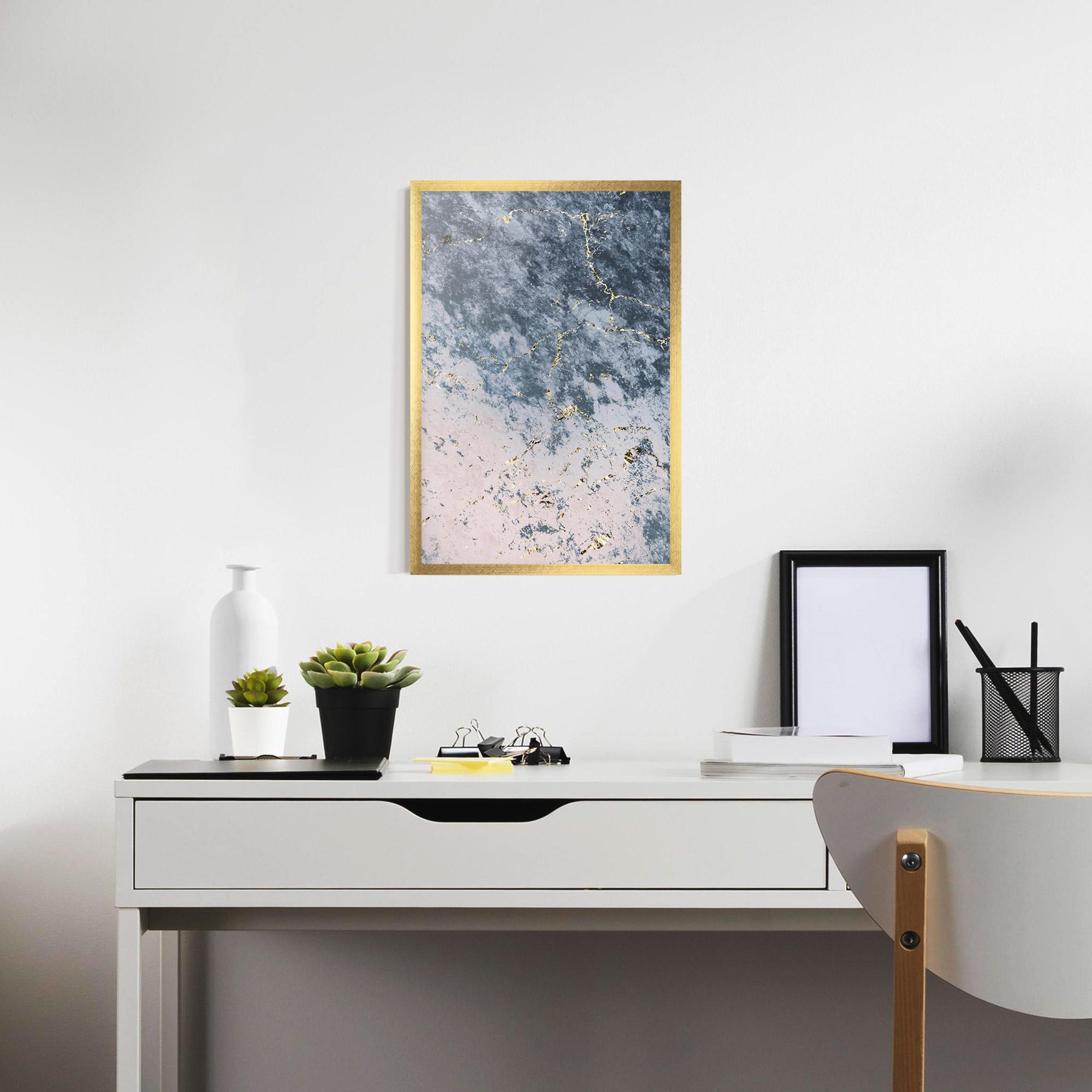 Gerahmte Poster Blue Golden Lines mockup 7