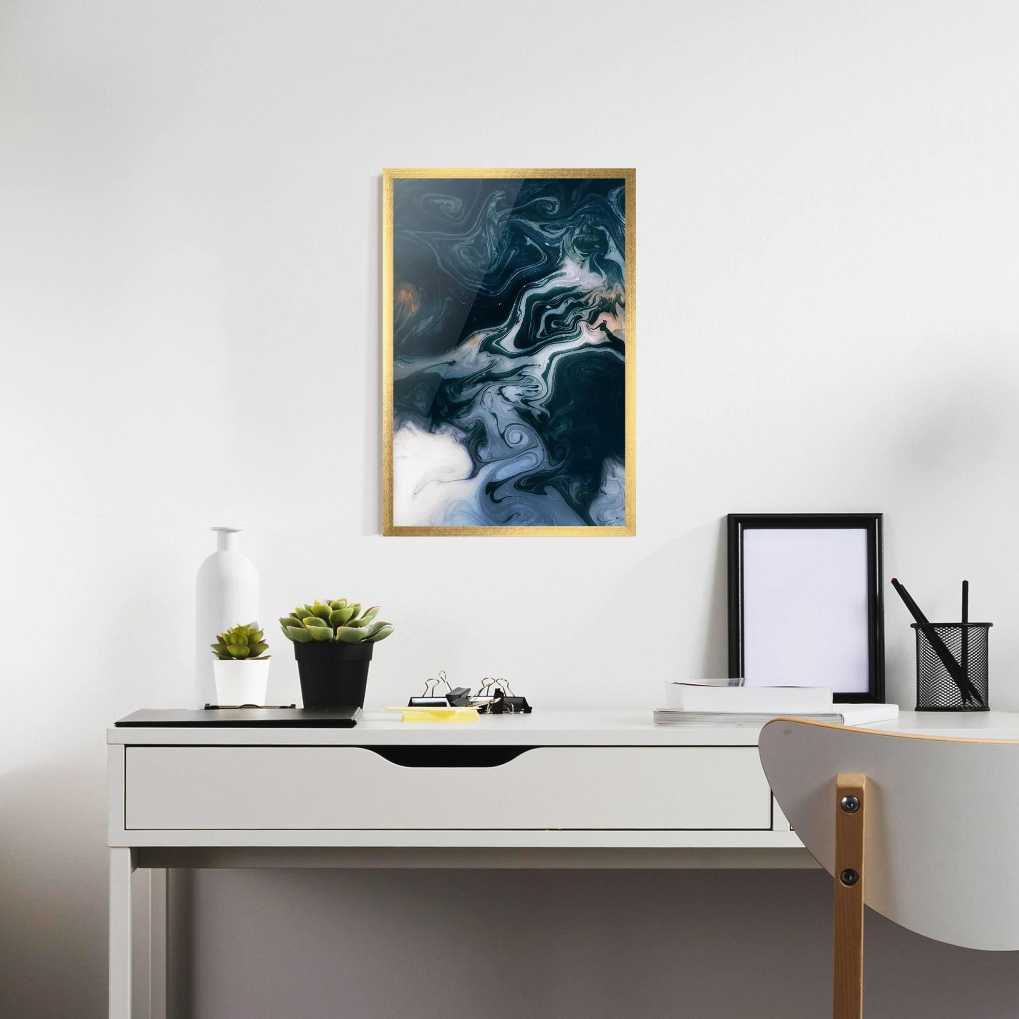 Gerahmte Poster Dark Blue With White mockup 7