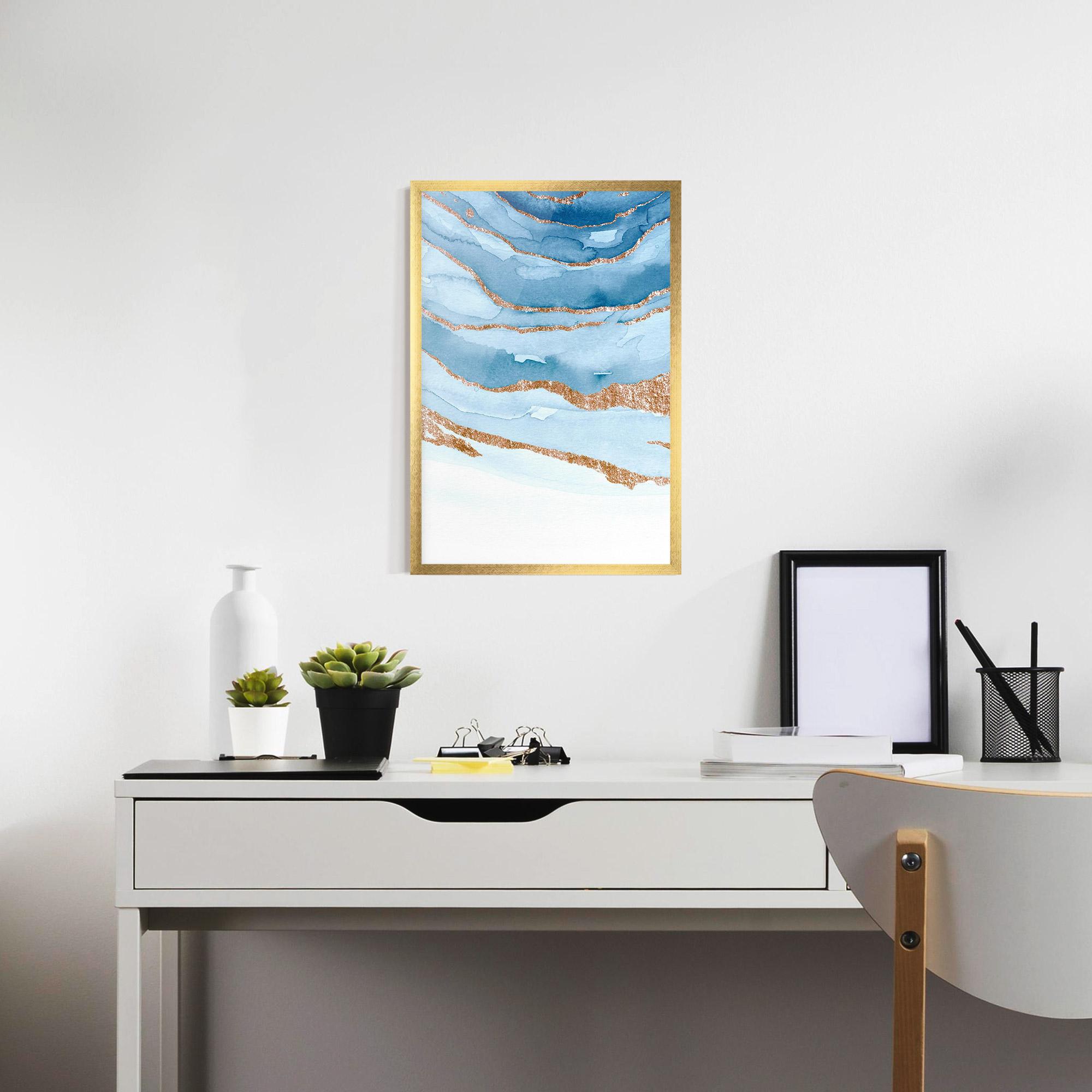 Gerahmte Poster Golden Glitter Blue mockup 7