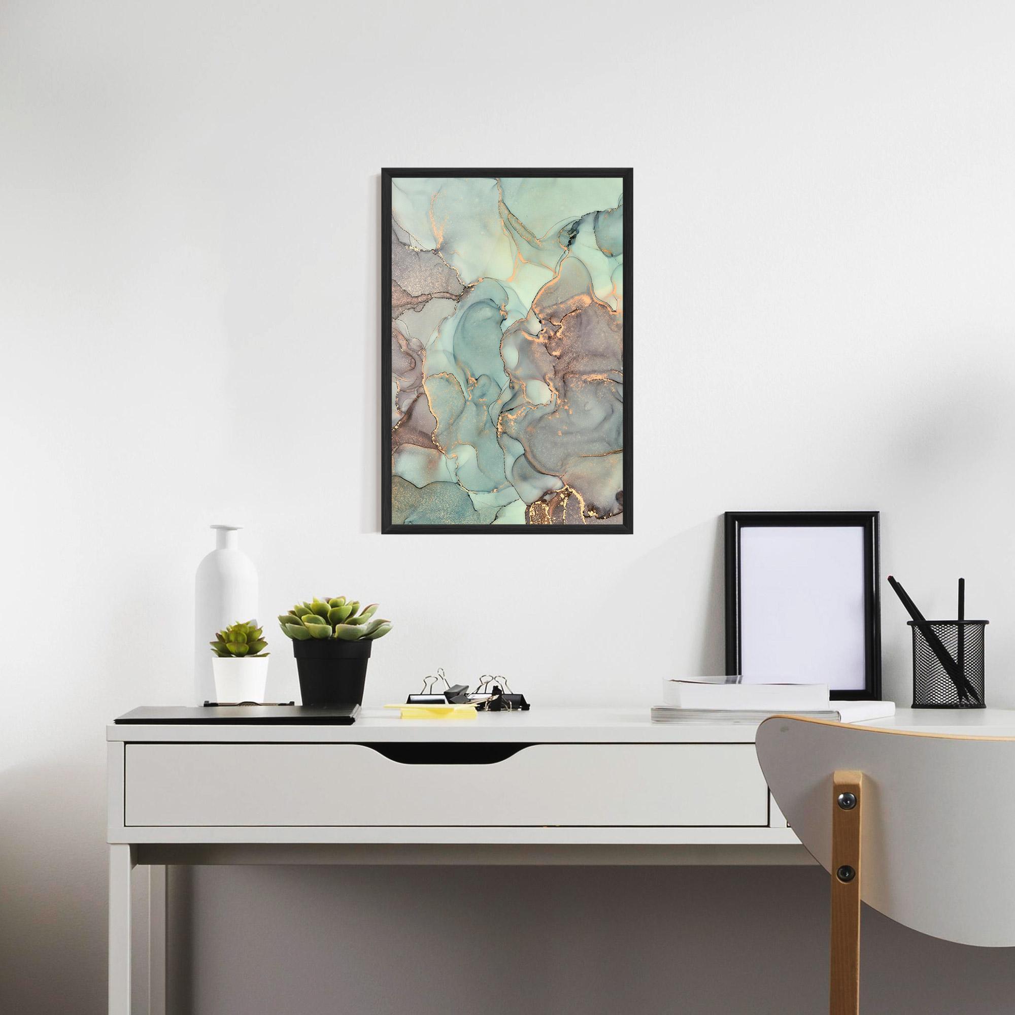 Gerahmte Poster Abstract Turquoise Marble mockup 7
