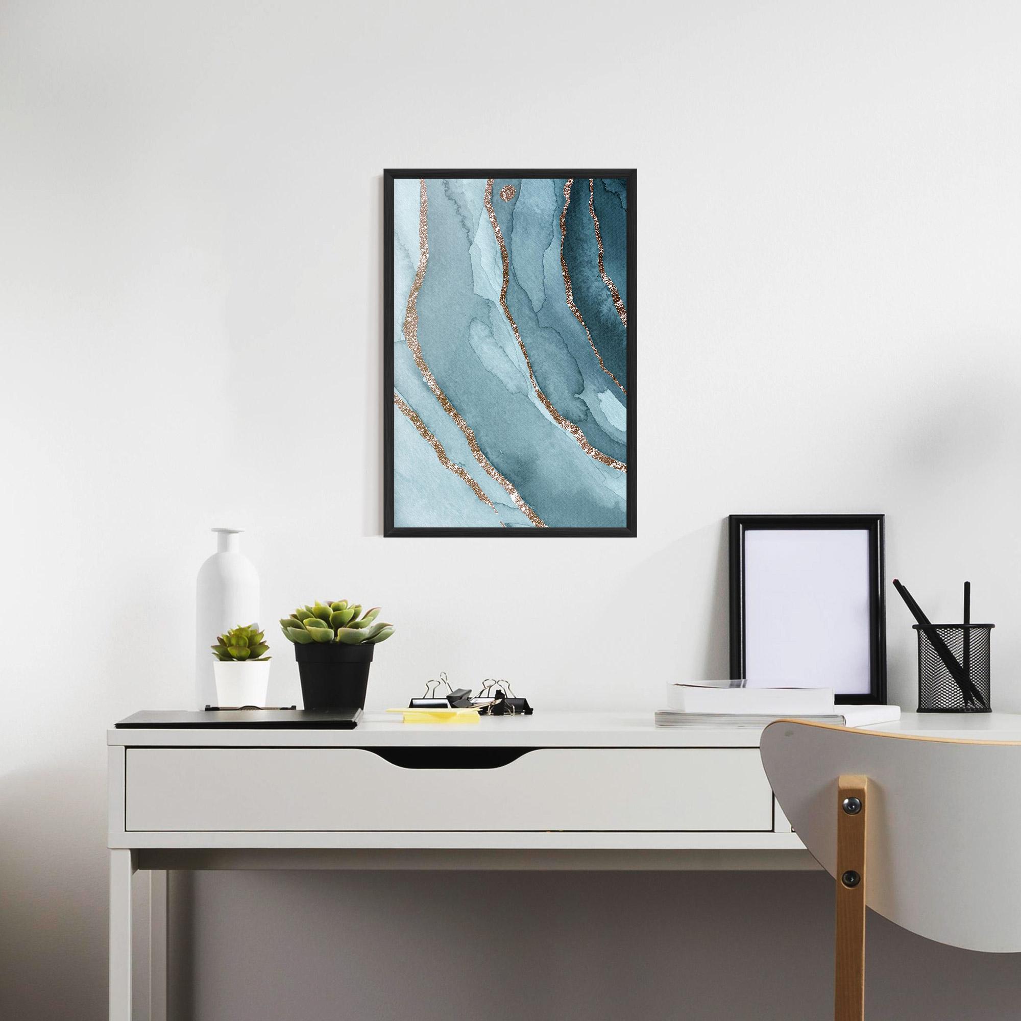 Gerahmte Poster Blue Golden Glitter mockup 7