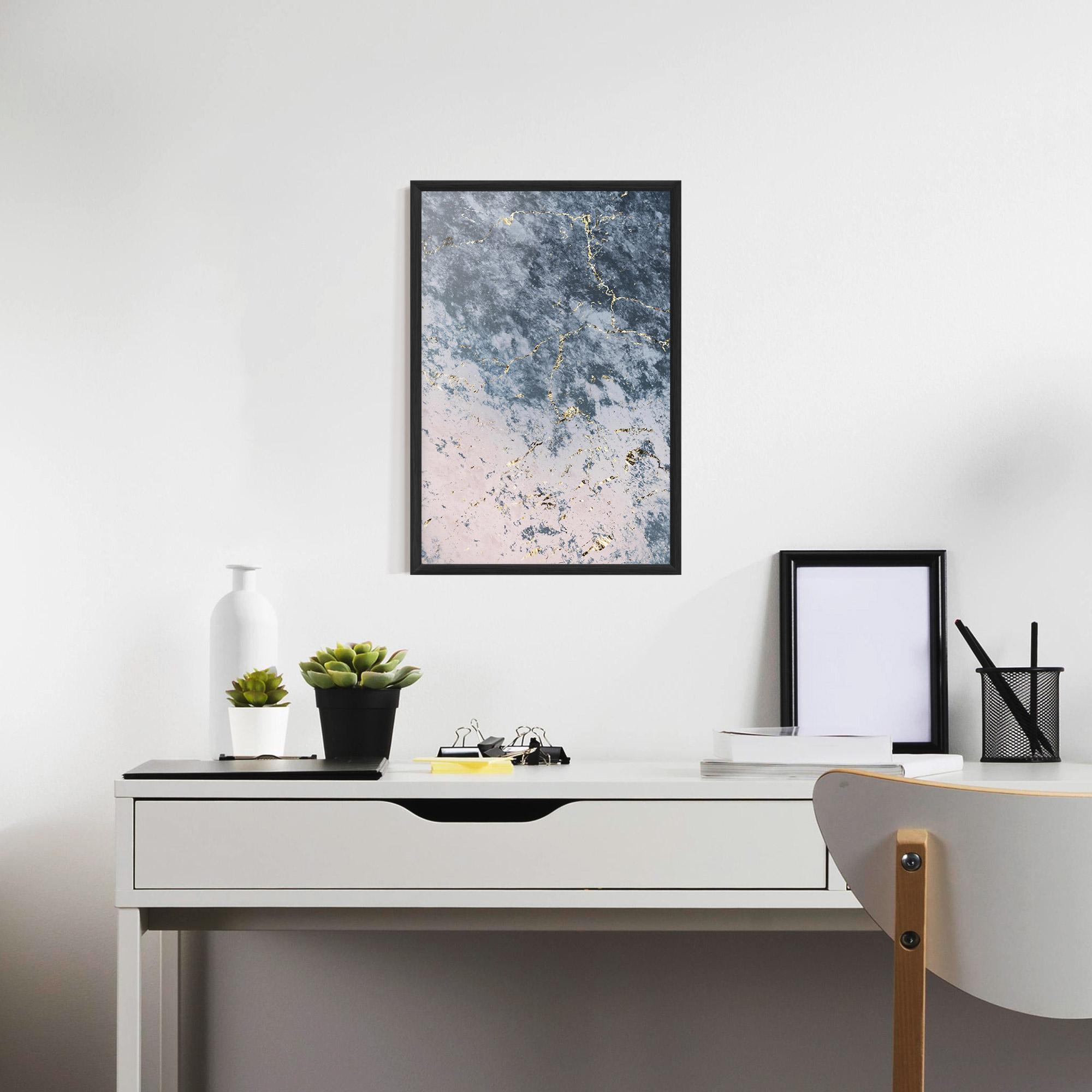 Gerahmte Poster Blue Golden Lines mockup 7