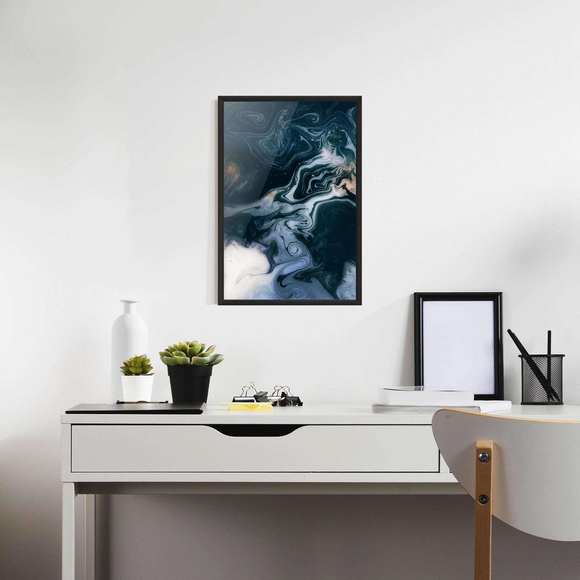 Gerahmte Poster Dark Blue With White mockup 7