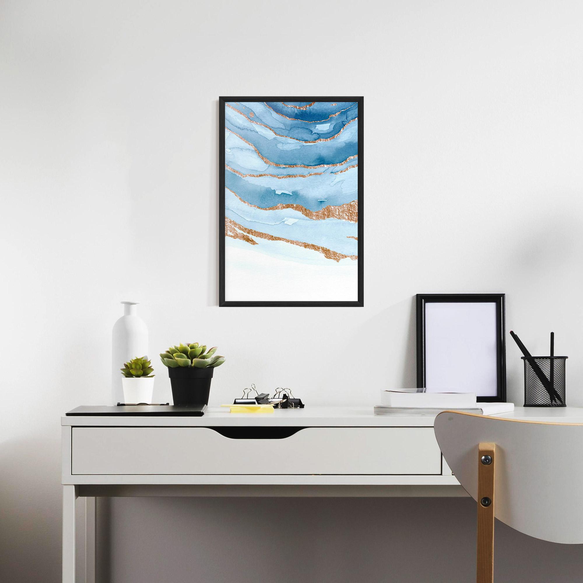 Gerahmte Poster Golden Glitter Blue mockup 7