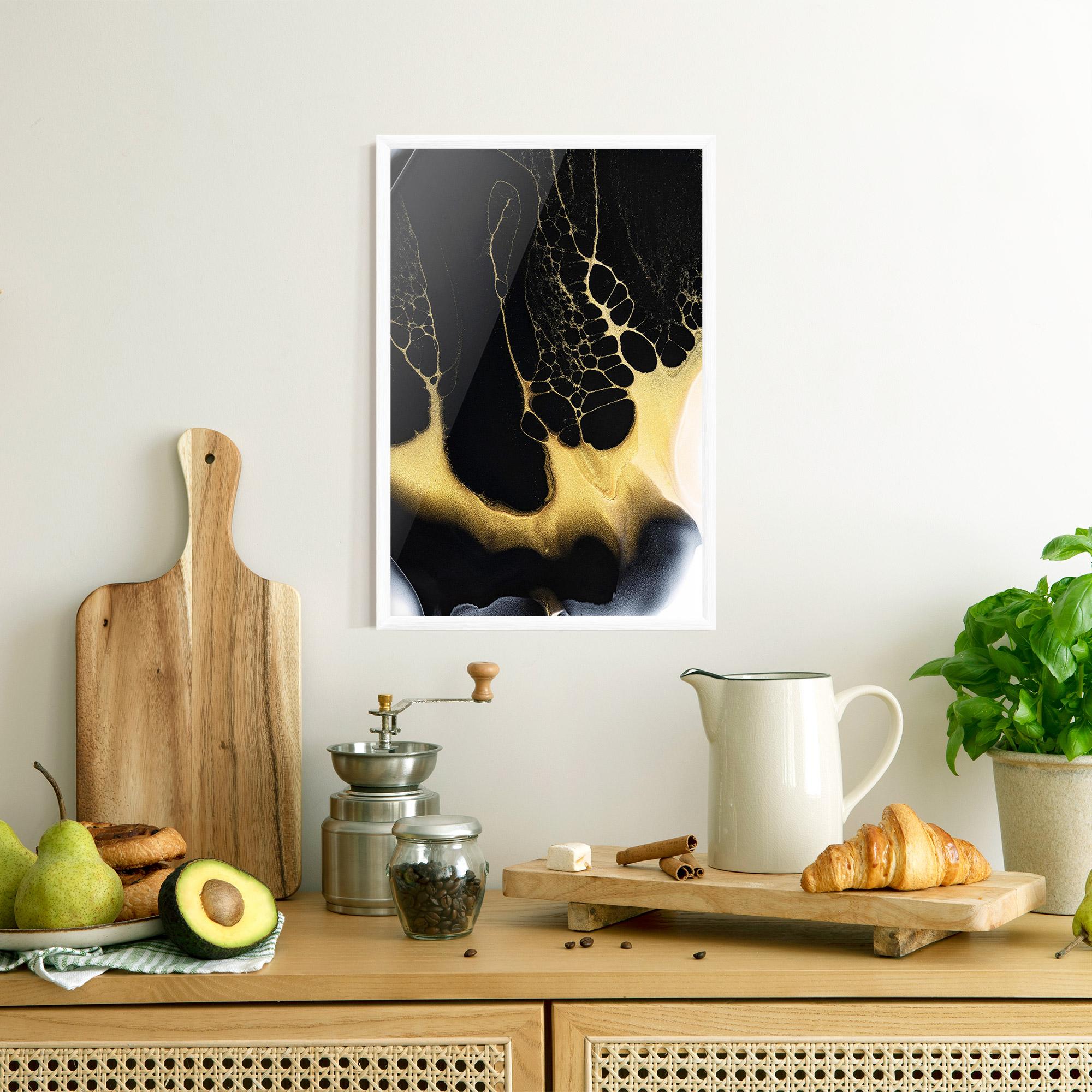 Gerahmte Poster Black Golden Marble mockup 8