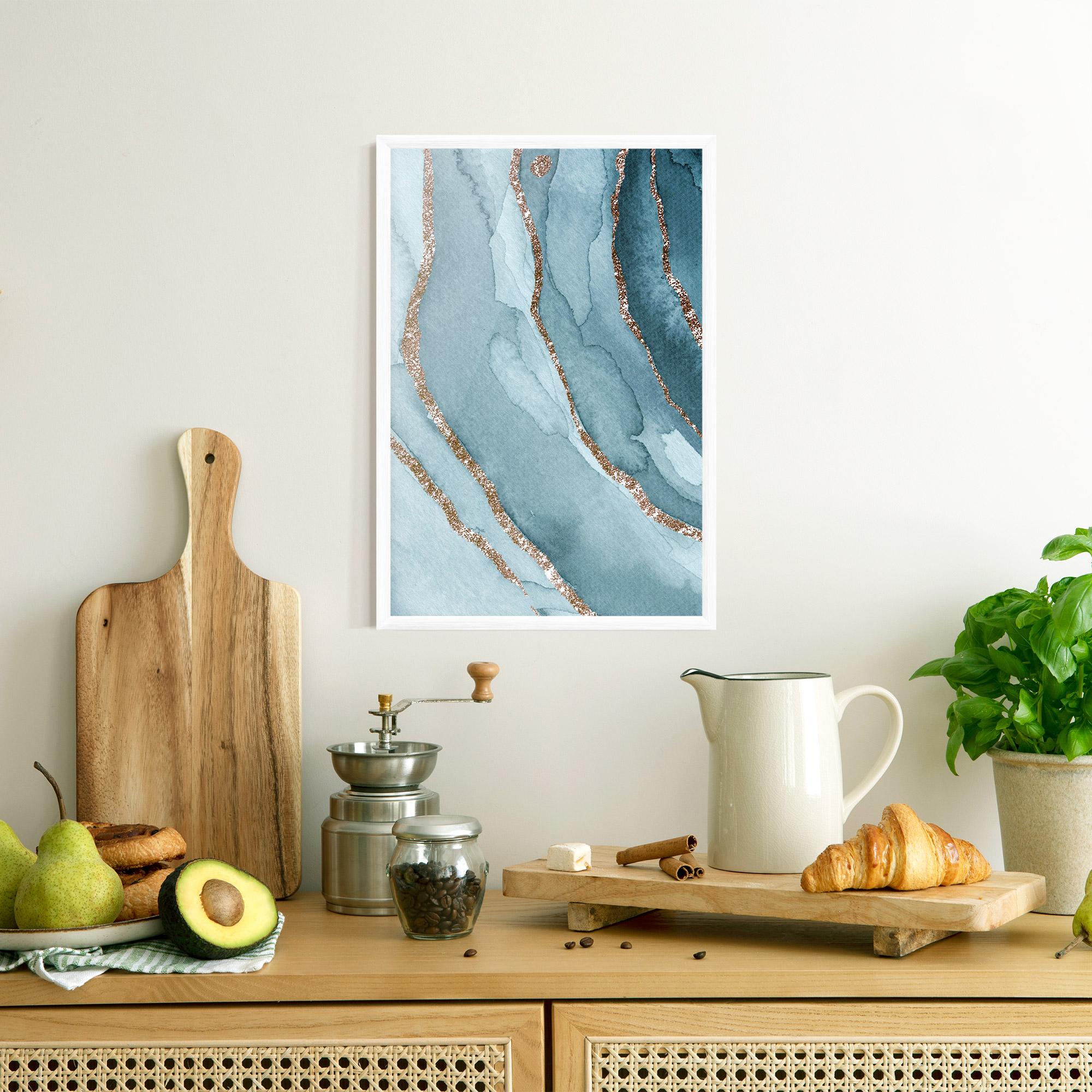 Gerahmte Poster Blue Golden Glitter mockup 8