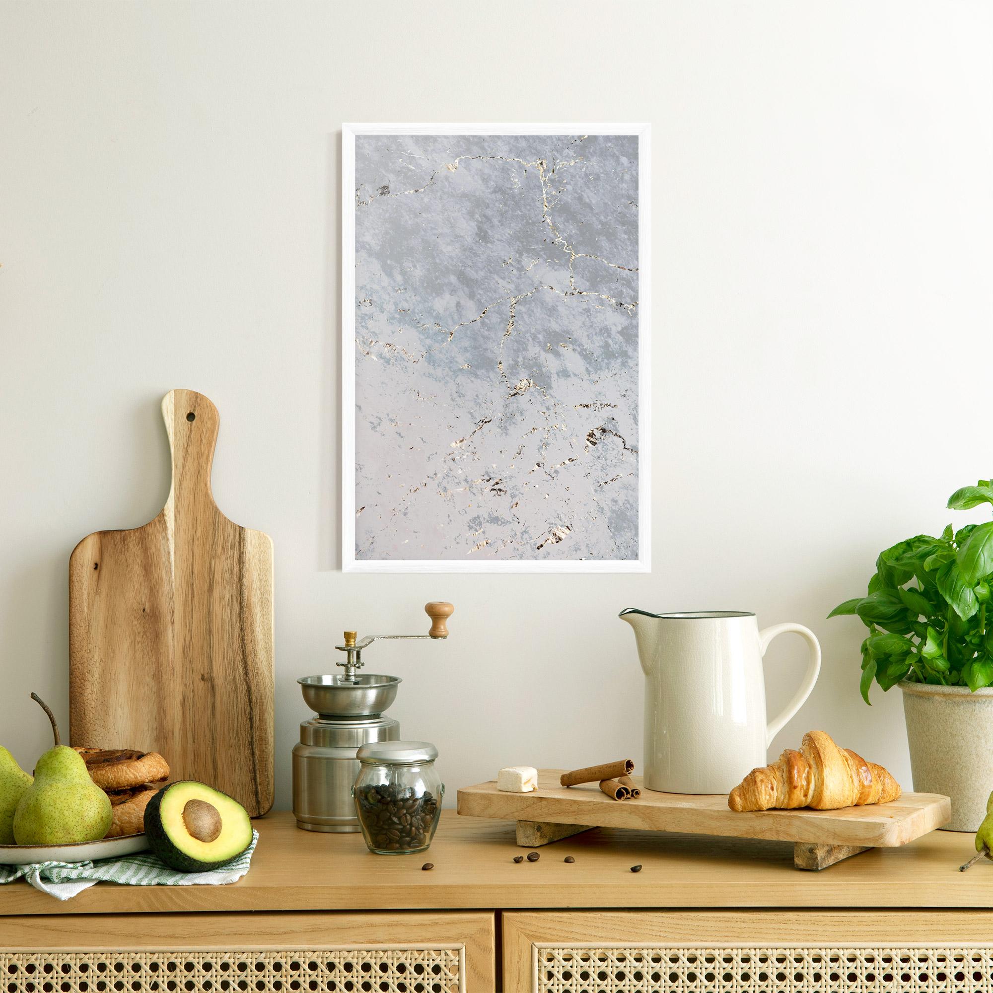 Gerahmte Poster Light Blue Golden Lines mockup 8